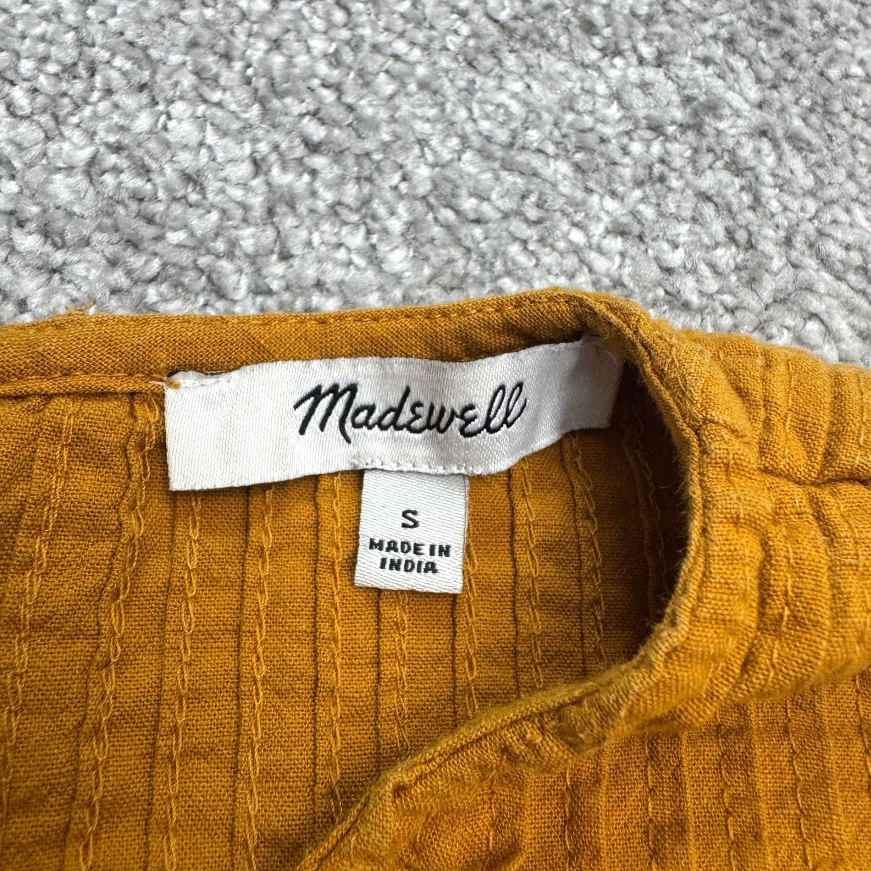 Madewell MADewell Pleated Peplum Top Blouse Women S Mustard Yellow 100% Cotton Bohemian Classic Short Sleeve Casual Stretch Size S / US 4 / IT 40 - 5 Thumbnail