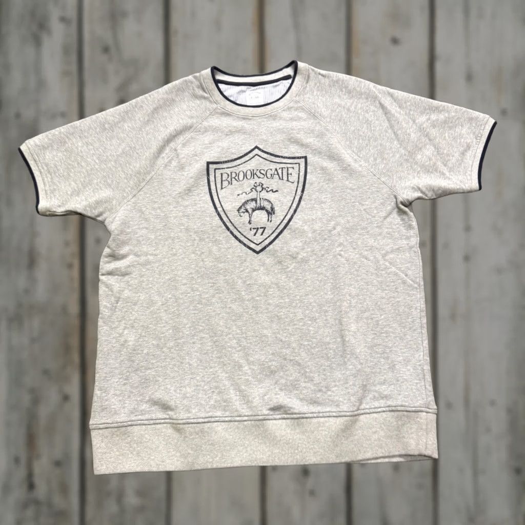 Brooks Brothers Brooks Brothers Brooksgate short-sleeve sweatshirt Mens XL Heather Grey Y2K Size US XL / EU 56 / 4 - 1 Thumbnail