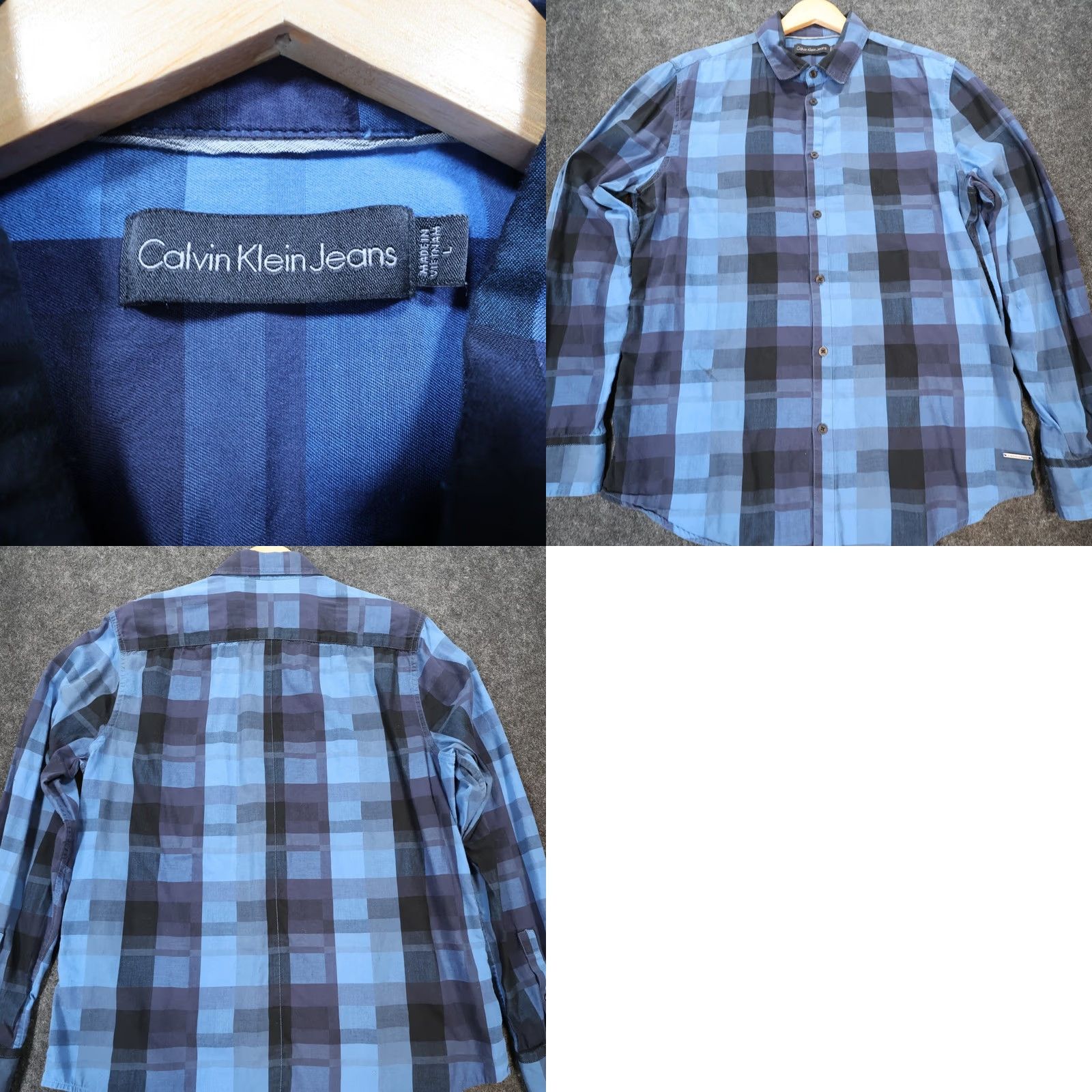 Vintage Calvin Klein Jeans Shirt Mens Large Blue Plaid Button Down Long Sleeve Size US L / EU 52-54 / 3 - 8 Thumbnail
