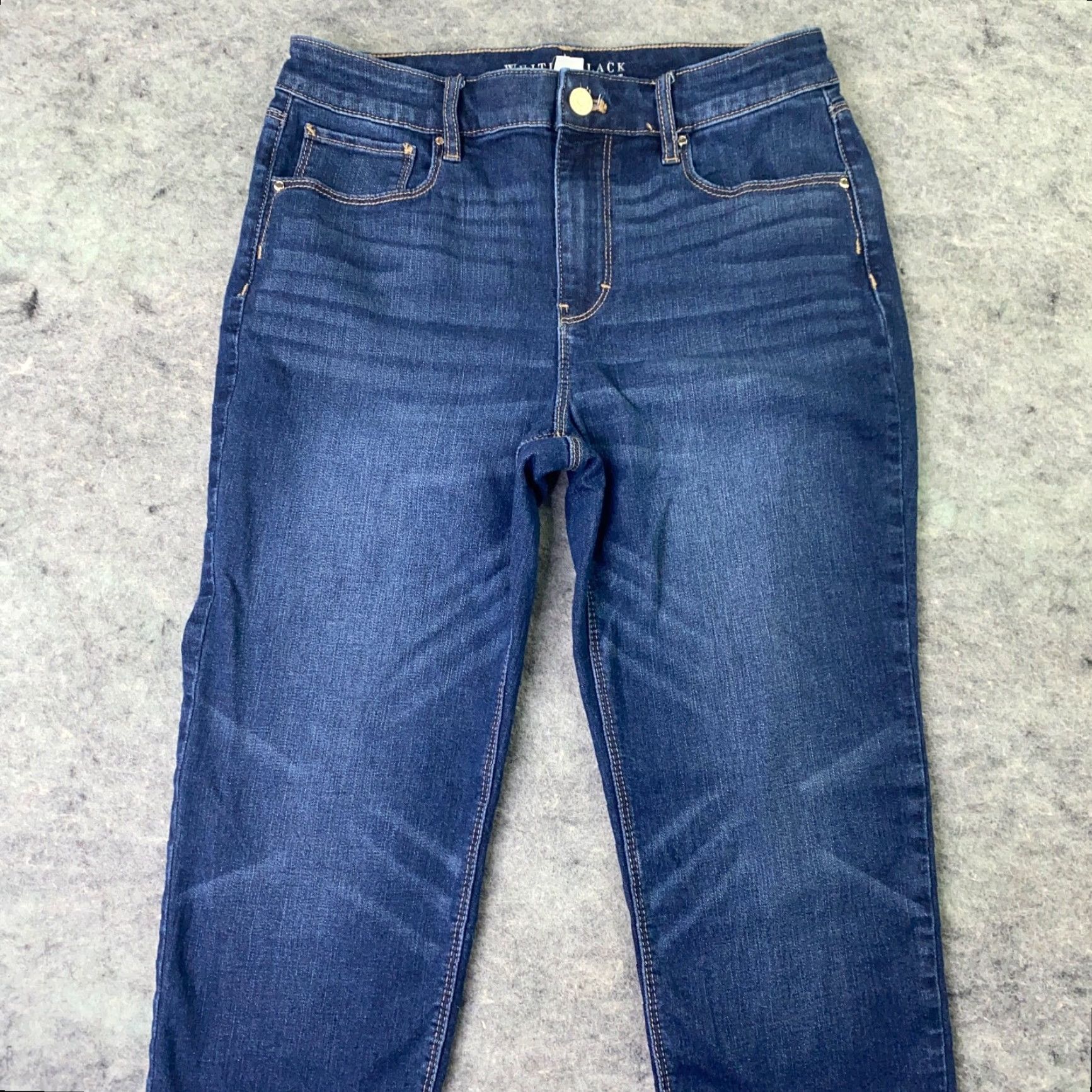 White House Black Market White House Black Market Jeans Womens Size 6 Blue Slim Cropped Mid Rise Stretch Denim Cotton Polyester Spandex Zip Button Inseam 23 High Rise Size 29" - 5 Thumbnail