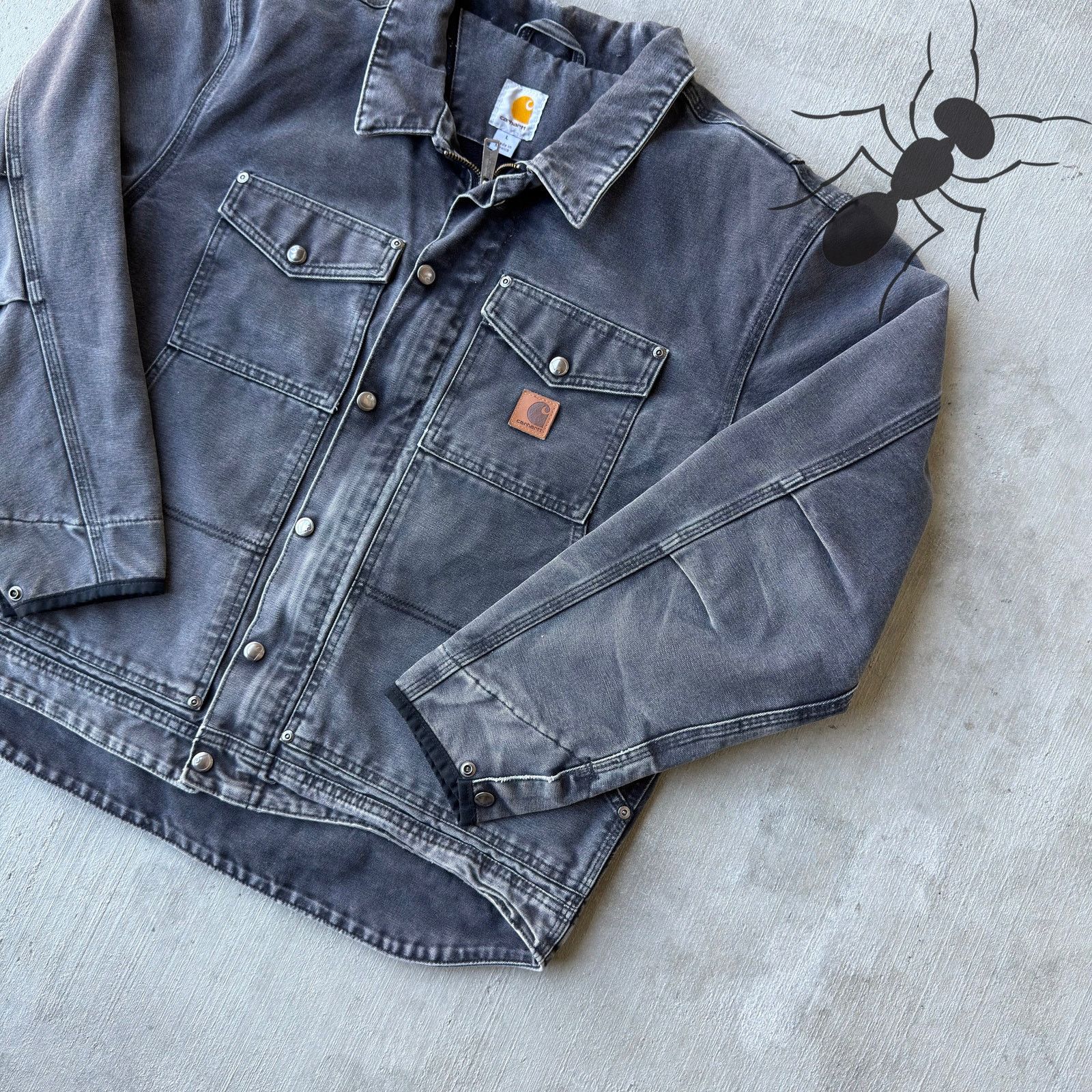 Carhartt × Vintage Carhartt faded black button up work wear jacket Size US L / EU 52-54 / 3 - 4 Thumbnail