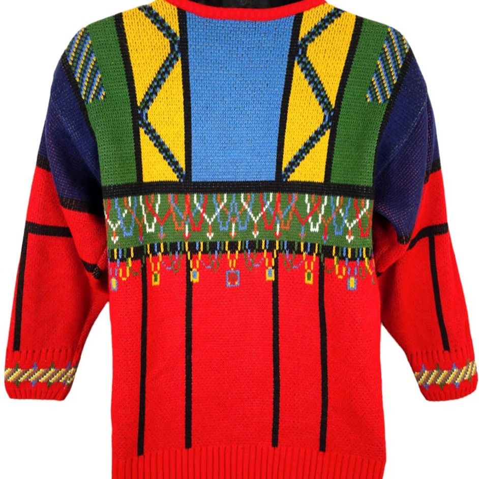 Vintage VINTAGE BeaDazzle Sweater Womens Size Small Red 80s Abstract Beaded Geometric Crew Neck Pullover Knit Long Sleeve Size S / US 4 / IT 40 - 5 Thumbnail