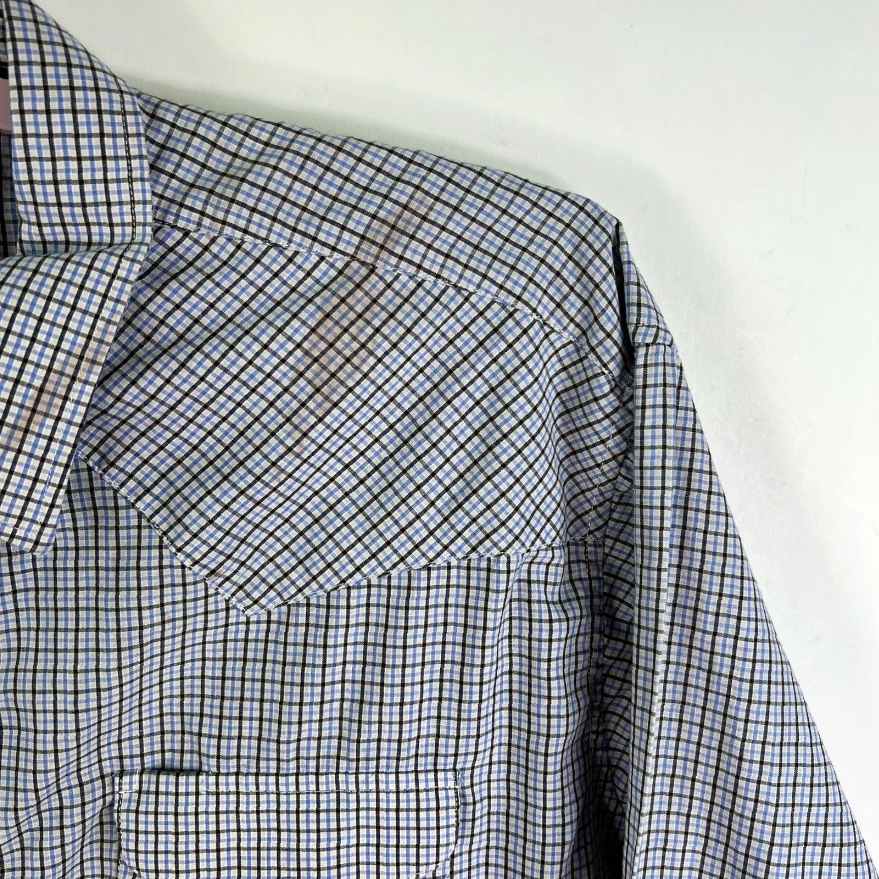 Vintage Panhandle Slim Button-Up Shirt Mens Regular Blue Check Long Sleeve Slimming Casual Western 54 Chest 34 Length 18 35 Dist Size US XXL / EU 58 / 5 - 2 Thumbnail