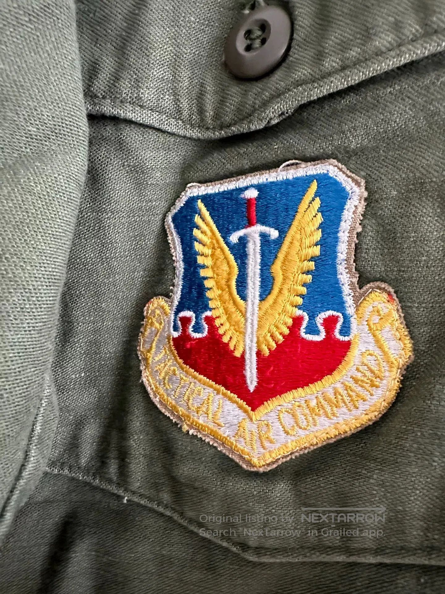 Vintage Vietnam War USAF NCO OG107 Cotton Shirt. Size US S / EU 44-46 / 1 - 3 Thumbnail
