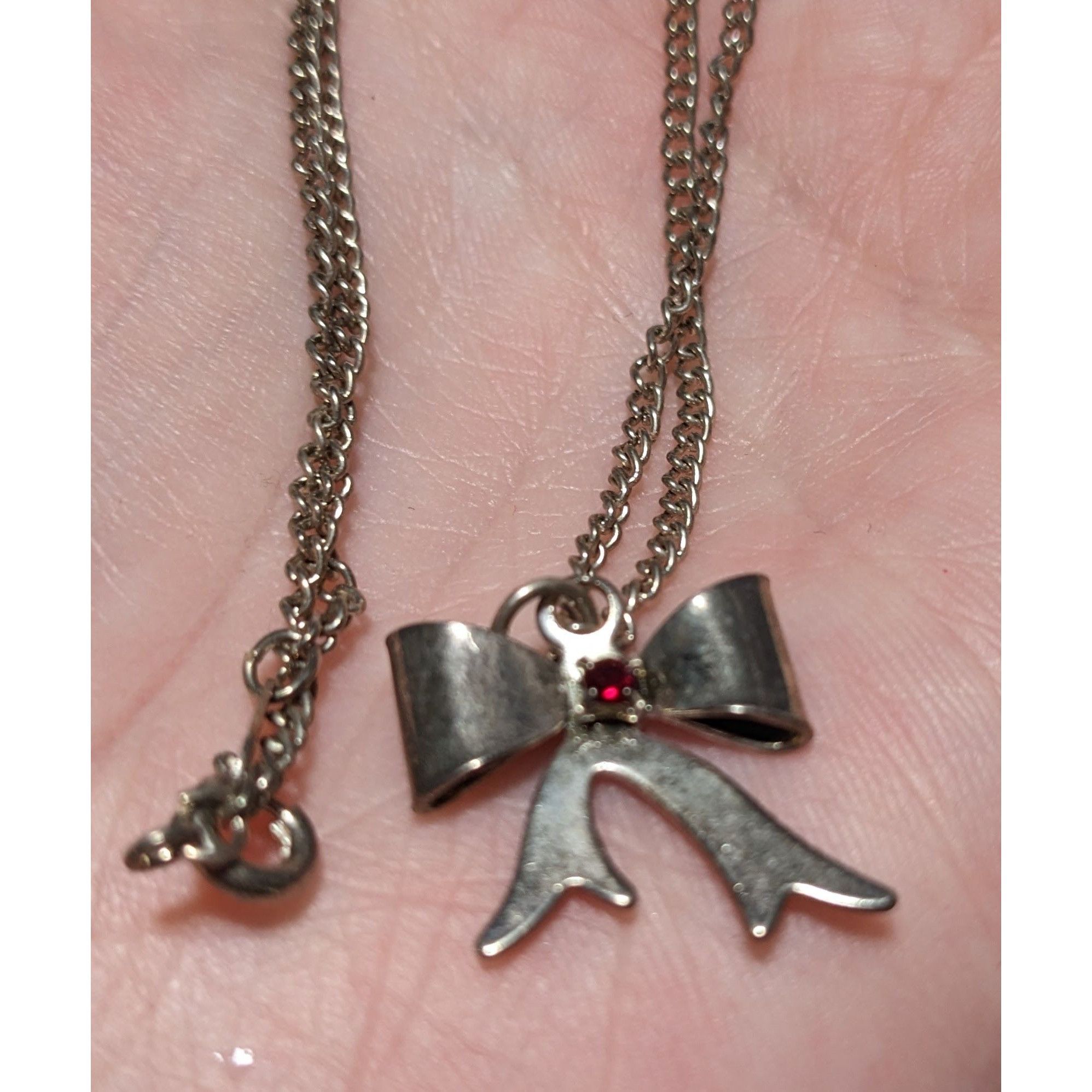 Other Silver Rhinestone Bow Necklace Size ONE SIZE - 8 Thumbnail