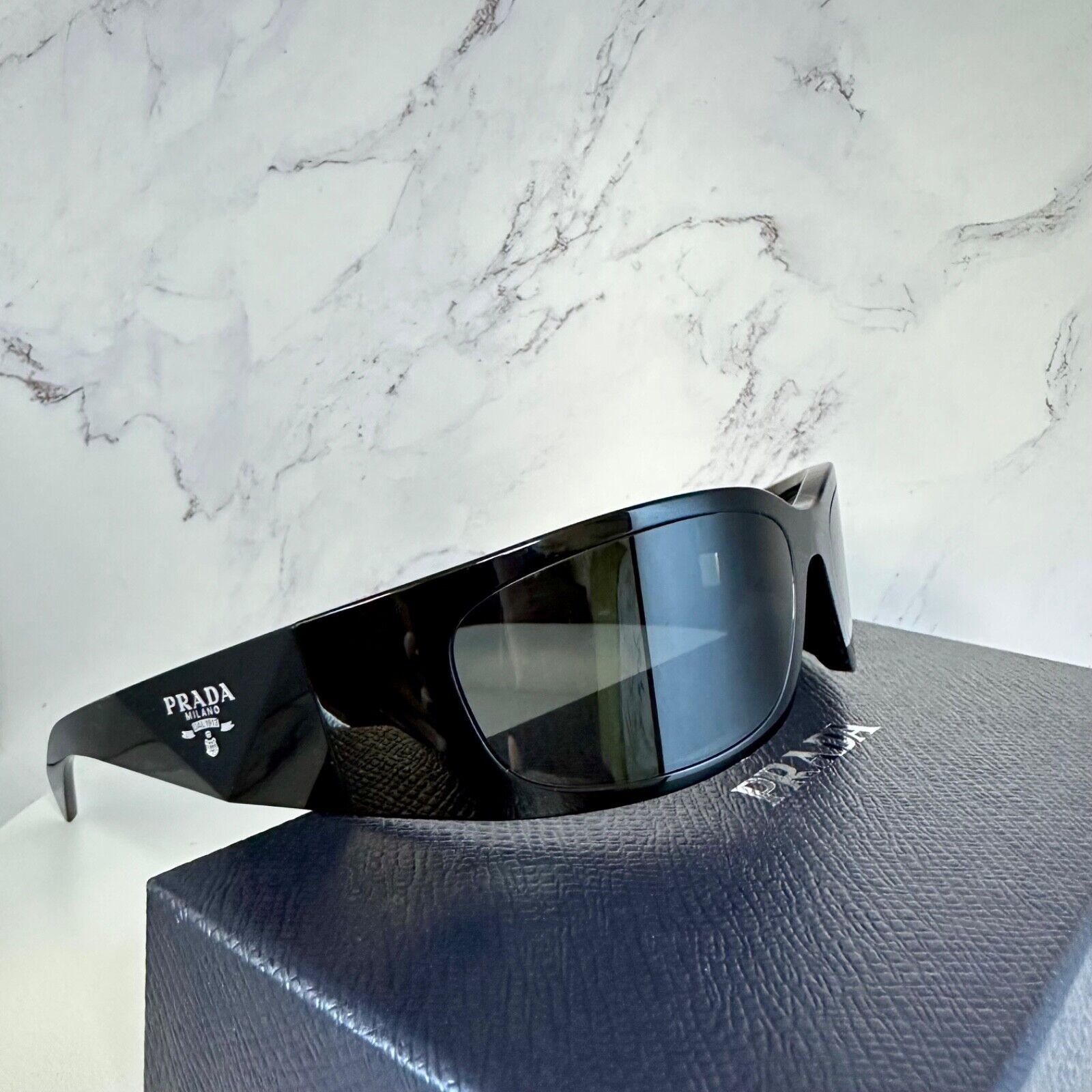 Prada New Prada Sunglasses Black Symbole Logo Wrap Size ONE SIZE - 13 Thumbnail