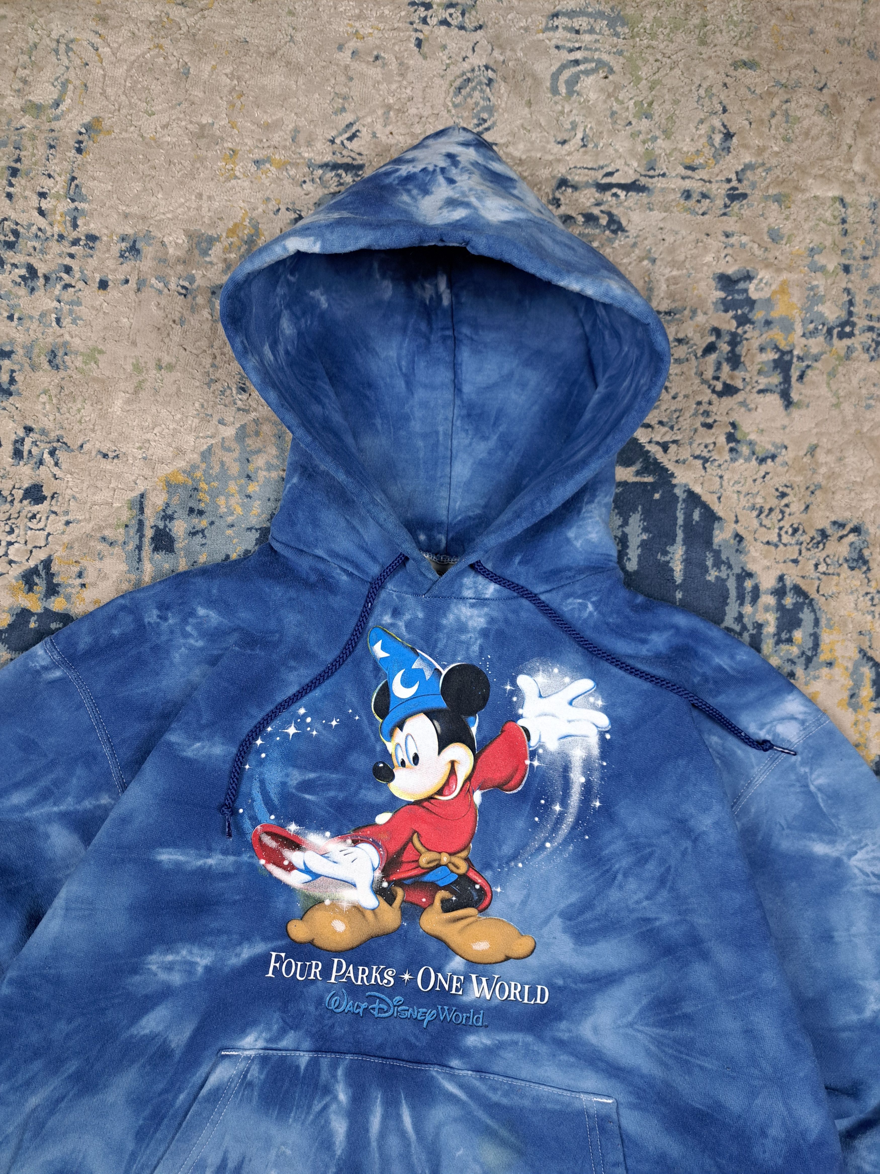 Disney Vintage 90s Disneyland Mickey Mouse Wizard Tie Dye Hoodie Size US L / EU 52-54 / 3 - 2 Thumbnail