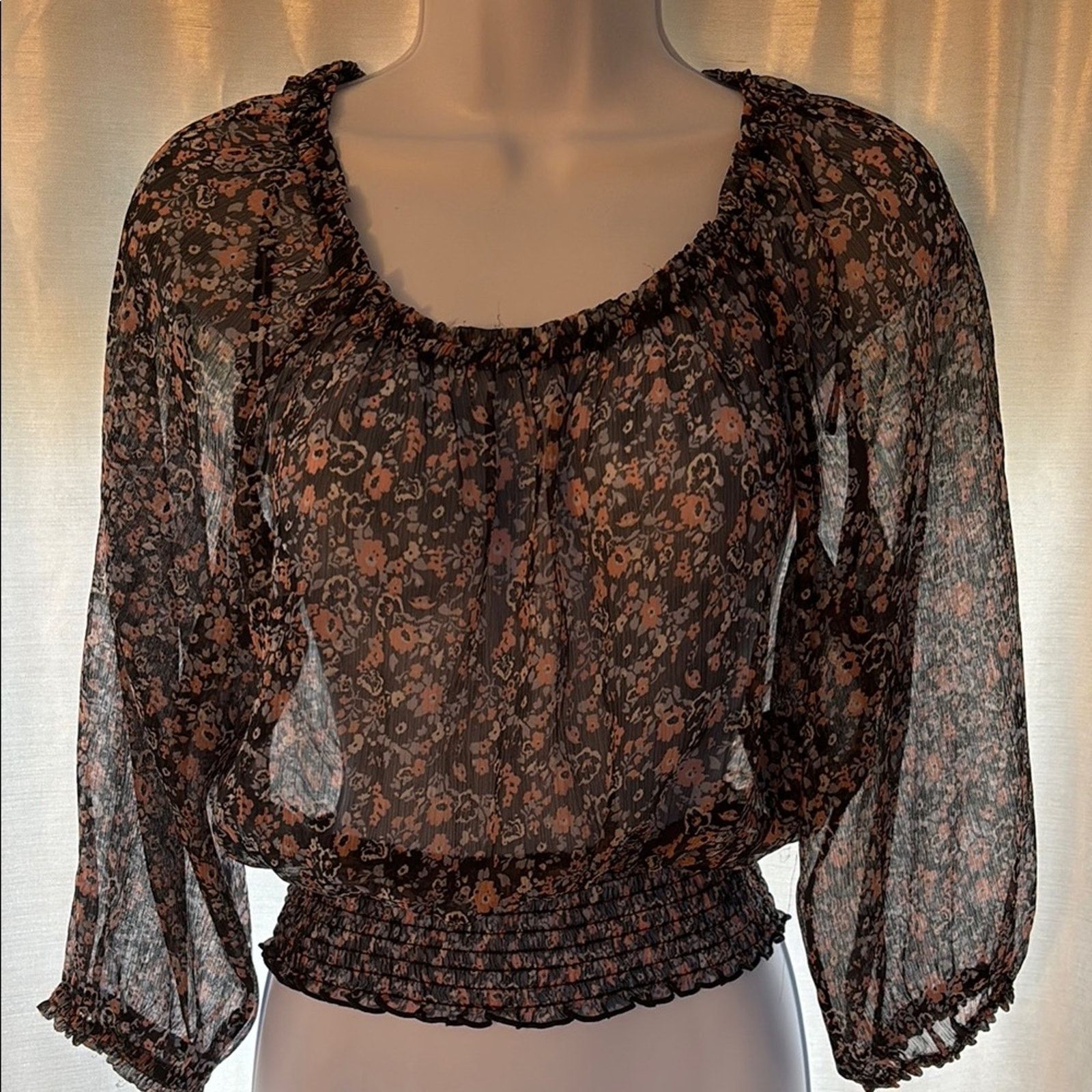 Divided Divided Floral Sheer Black and Pink Blouse - Size 6 Size M / US 6-8 / IT 42-44 - 1 Thumbnail
