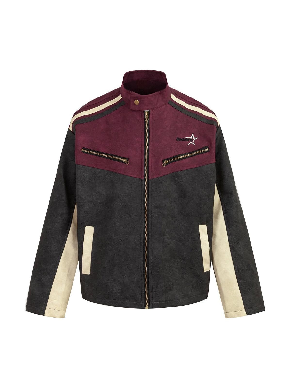Japanese Brand Colorblock Faux Leather Jacket Size US M / EU 48-50 / 2 - 1 Thumbnail