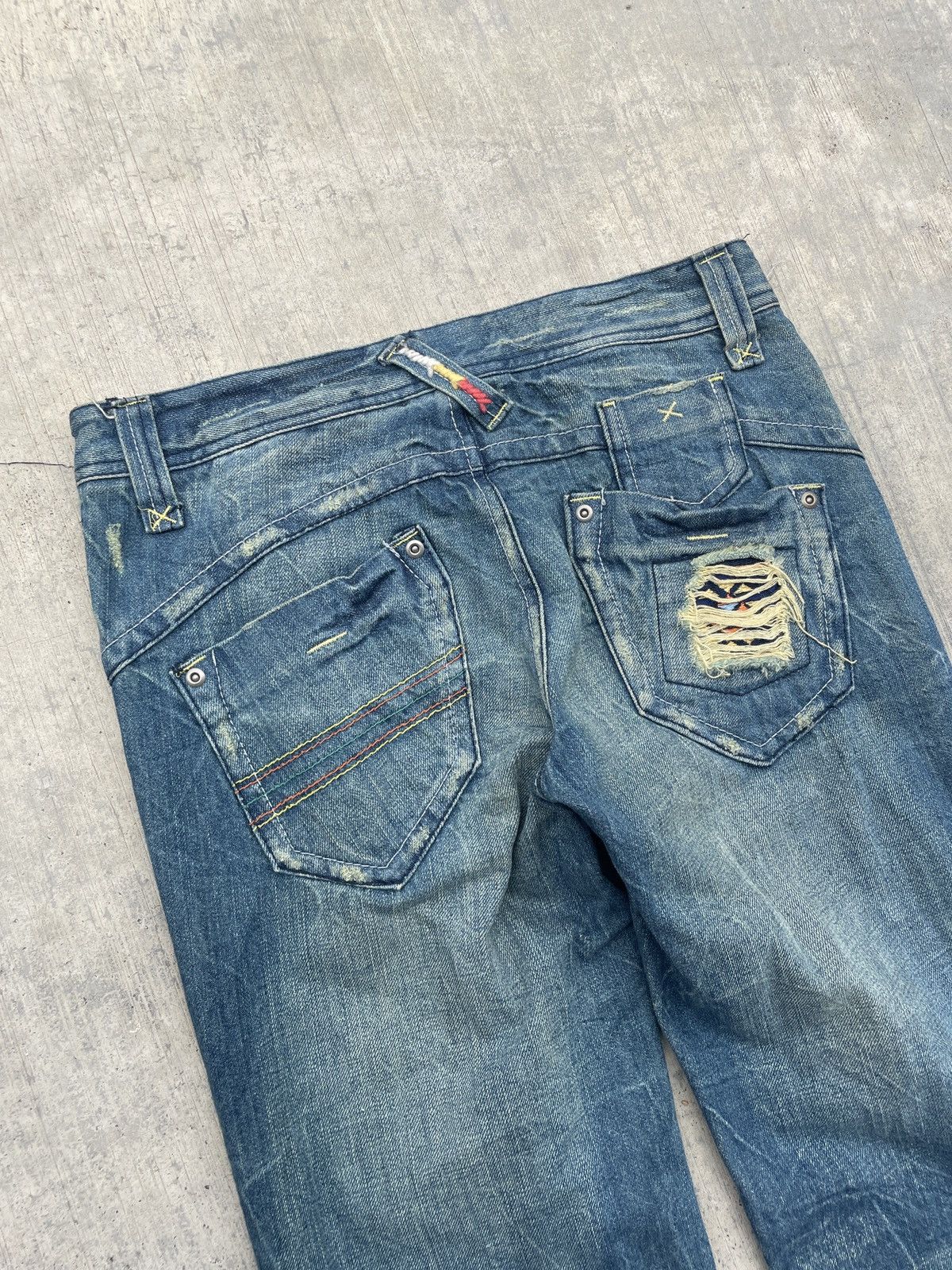 If Six Was Nine 💥RARE💥2000s JAPANESE BRAND CASSE JEANS CRAZY WHISKER FLARE Size 29" - 7 Thumbnail