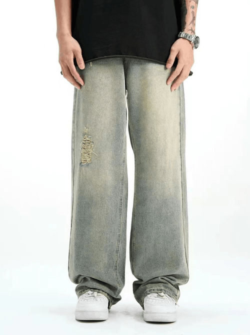Japanese Brand × Jean Men's retro trend casual loose ripped jeans y2k Size US 32 / EU 48 - 4 Thumbnail