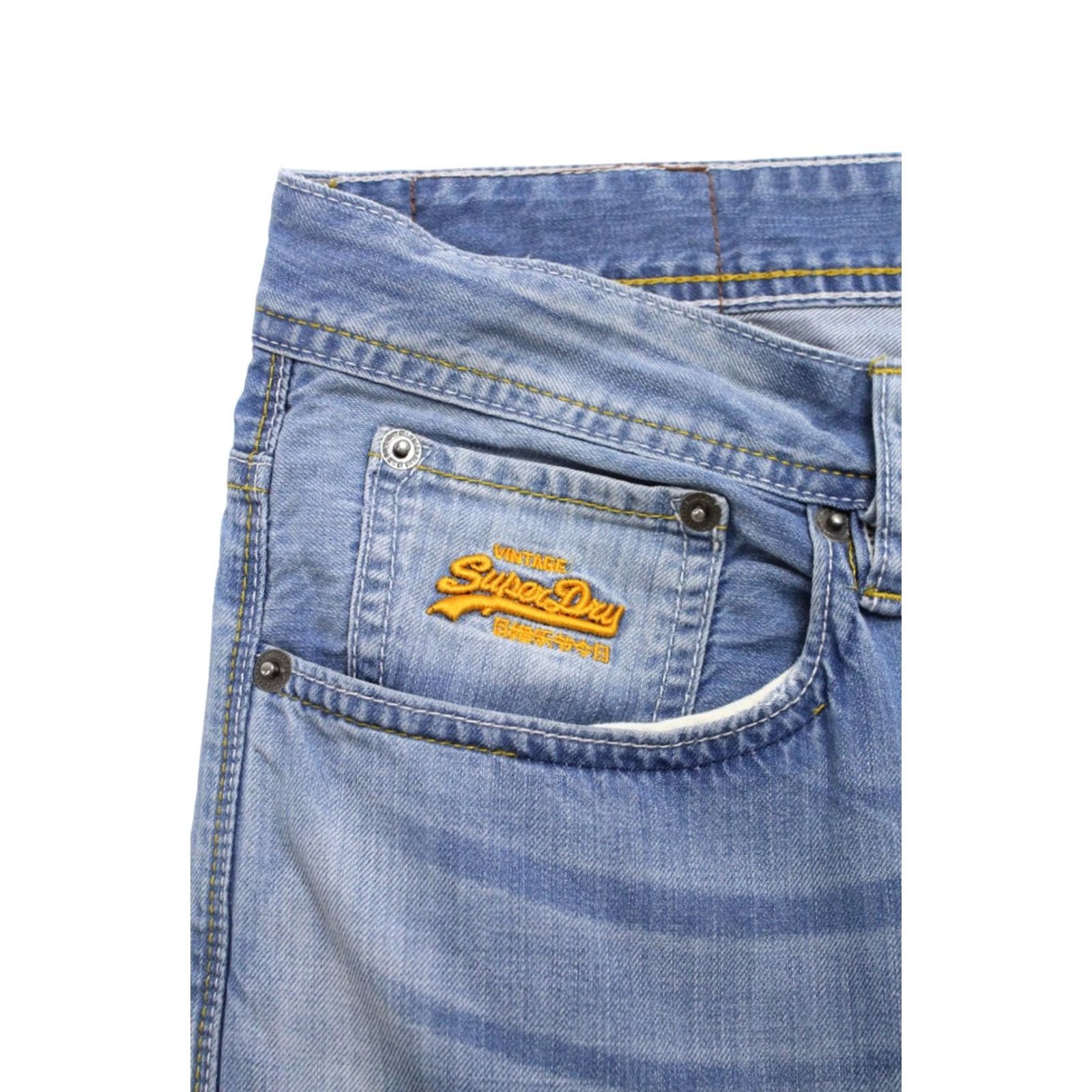 Superdry SUPERDRY Wilson Paperweight Jeans Men's W34/L32 Whiskers Faded Blue Denim Slim Size US 34 / EU 50 - 6 Thumbnail