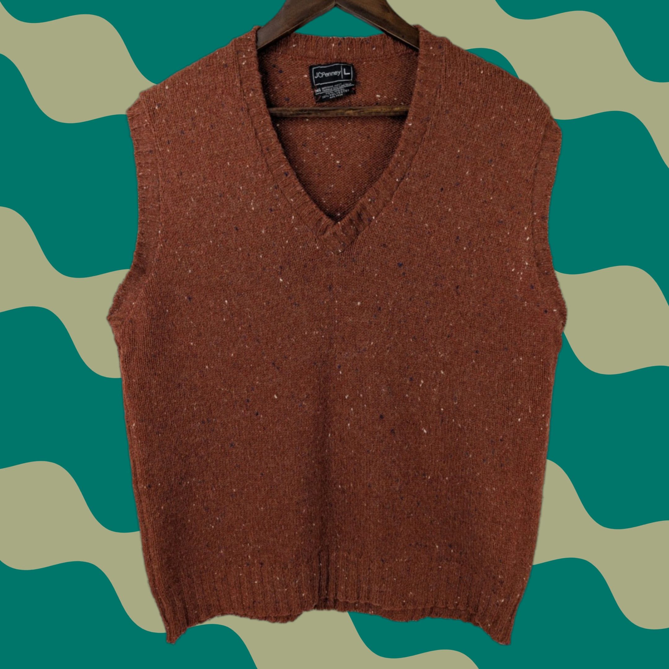 Vintage VINTAGE J. C. Penney Sweater Vest Wool Blend Size L ILGWU Union Made Rust V-Neck Sleeveless Men Size US L / EU 52-54 / 3 - 1 Thumbnail