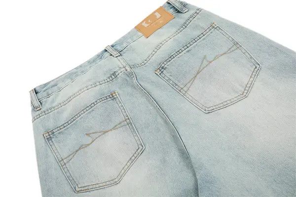 Japanese Brand VIBE Men's casual straight punk distressed light wash jeans Size US 32 / EU 48 - 6 Thumbnail