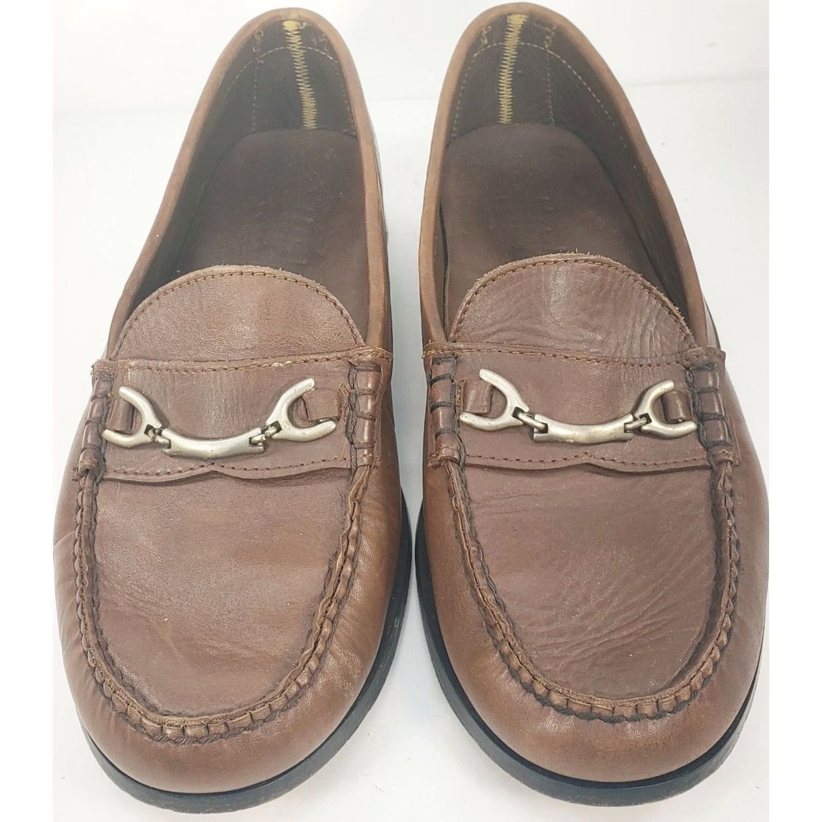 Vintage HITCHCOCK Extra Wide Men's Brown Leather Loafer Silver Horse Bit Size 8 EEE Casual Size US 6 / EU 39 - 5 Thumbnail