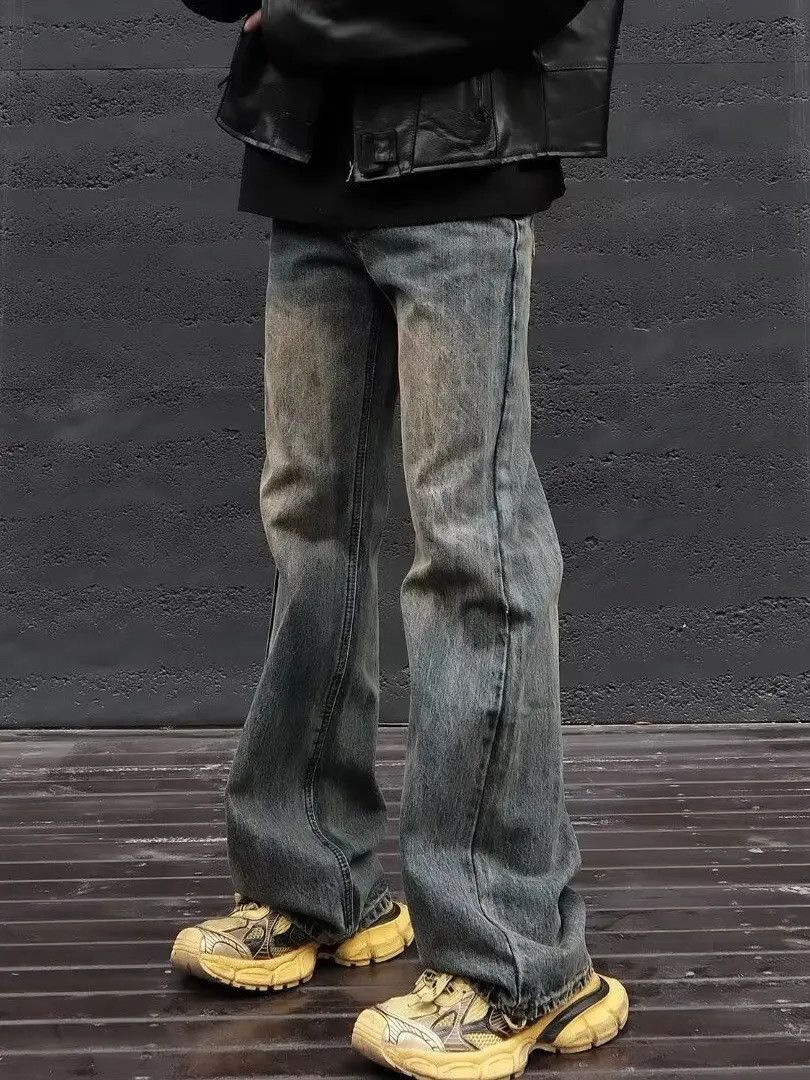 Japanese Brand Retro mud dyed micro flared jeans Size US 32 / EU 48 - 4 Thumbnail