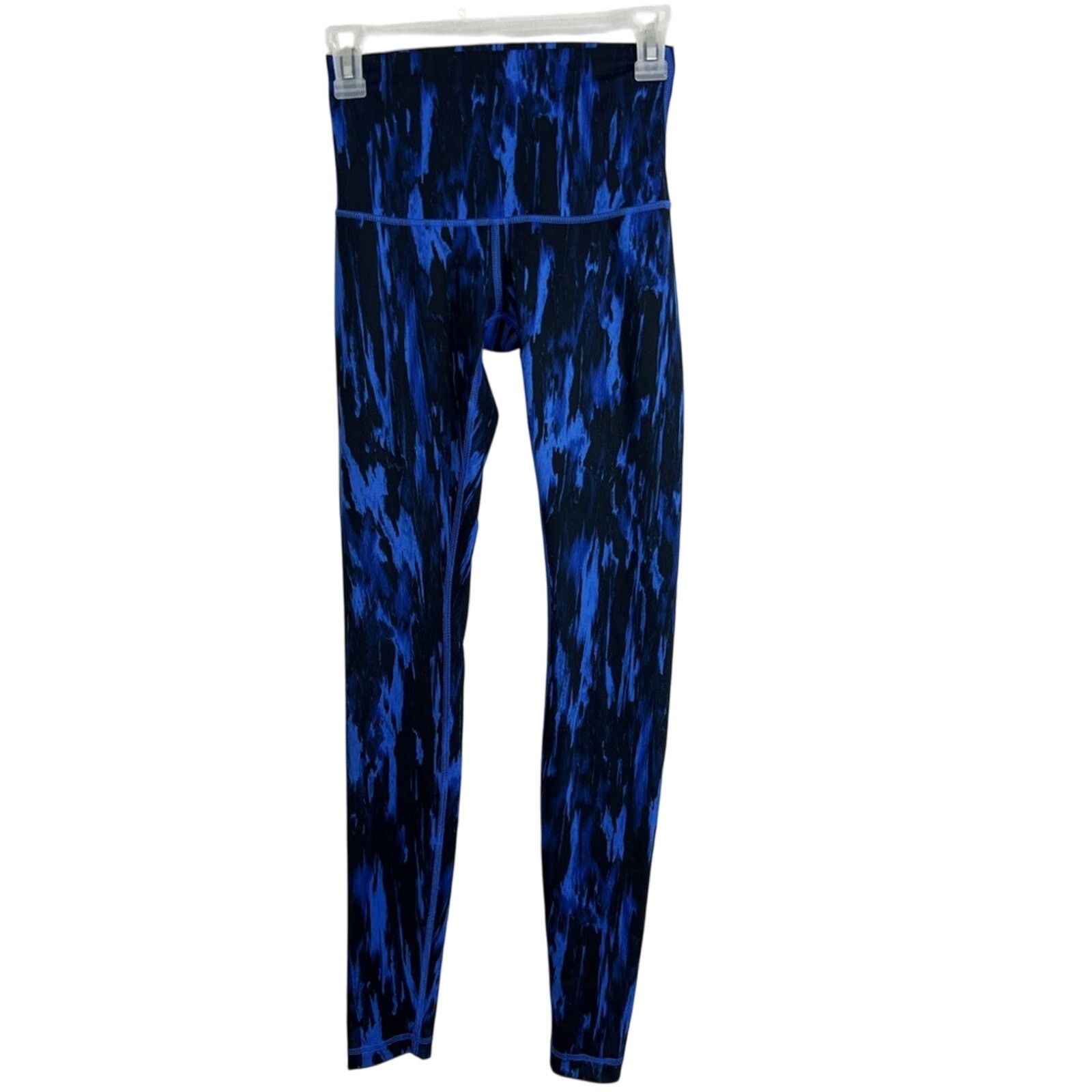 Lululemon LULULEMON Blue Black Wunder Under High Rise Leggings Size 4 Size 27" / US 4 / IT 40 - 2 Thumbnail
