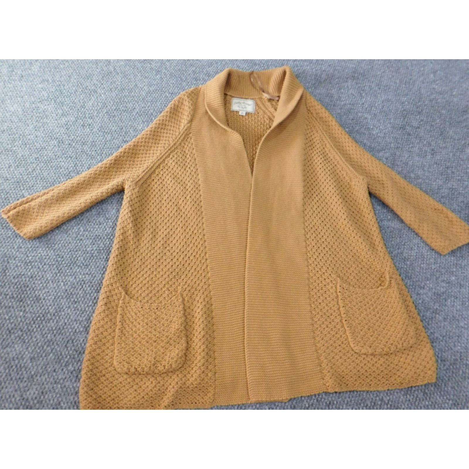 Lucky Brand Lucky Brand Cardigan Sweater Womens M Brown Knit Open Pockets Cotton Heavy V-Neck Casual Knitwear Regular Size M Women US Size M / US 6-8 / IT 42-44 - 3 Thumbnail
