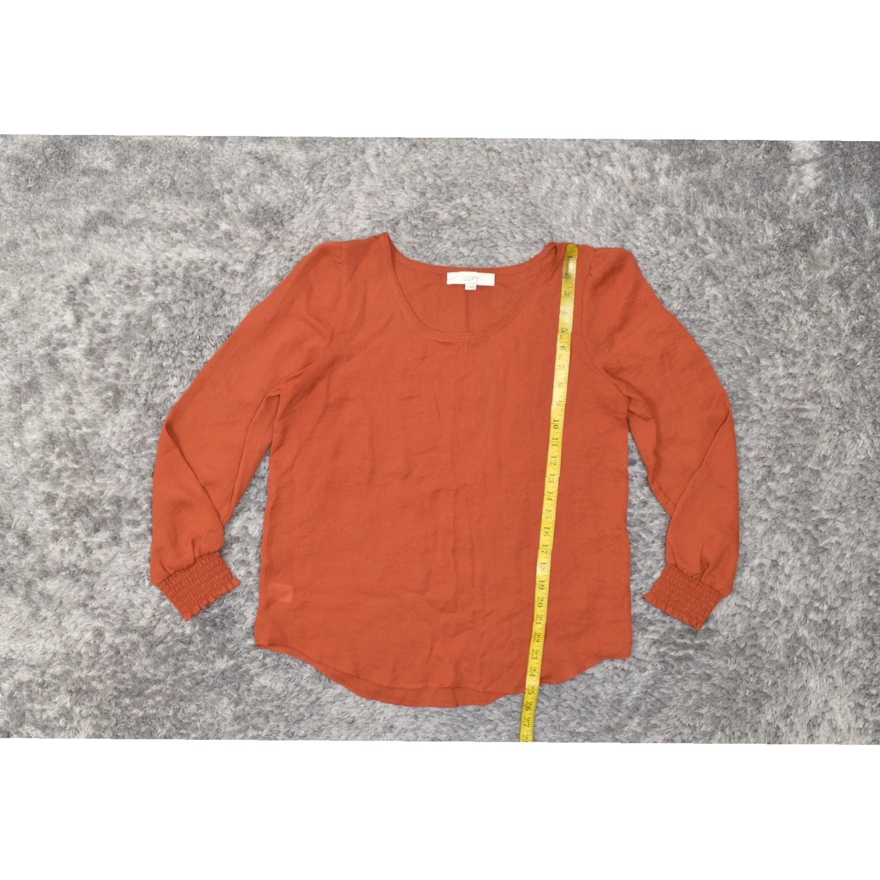 Loft Loft Women's Orange Polyester Blouse Small Long Sleeve Crew Neck Solid Top Size S / US 4 / IT 40 - 7 Thumbnail