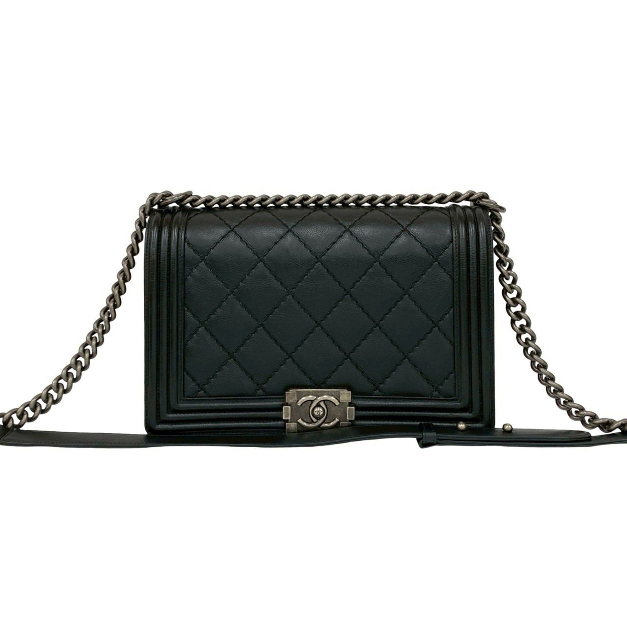 Chanel CHANEL Boy Chanel Coco Mark Leather Chain Semi Shoulder Bag Black 39397 Size ONE SIZE - 1 Thumbnail