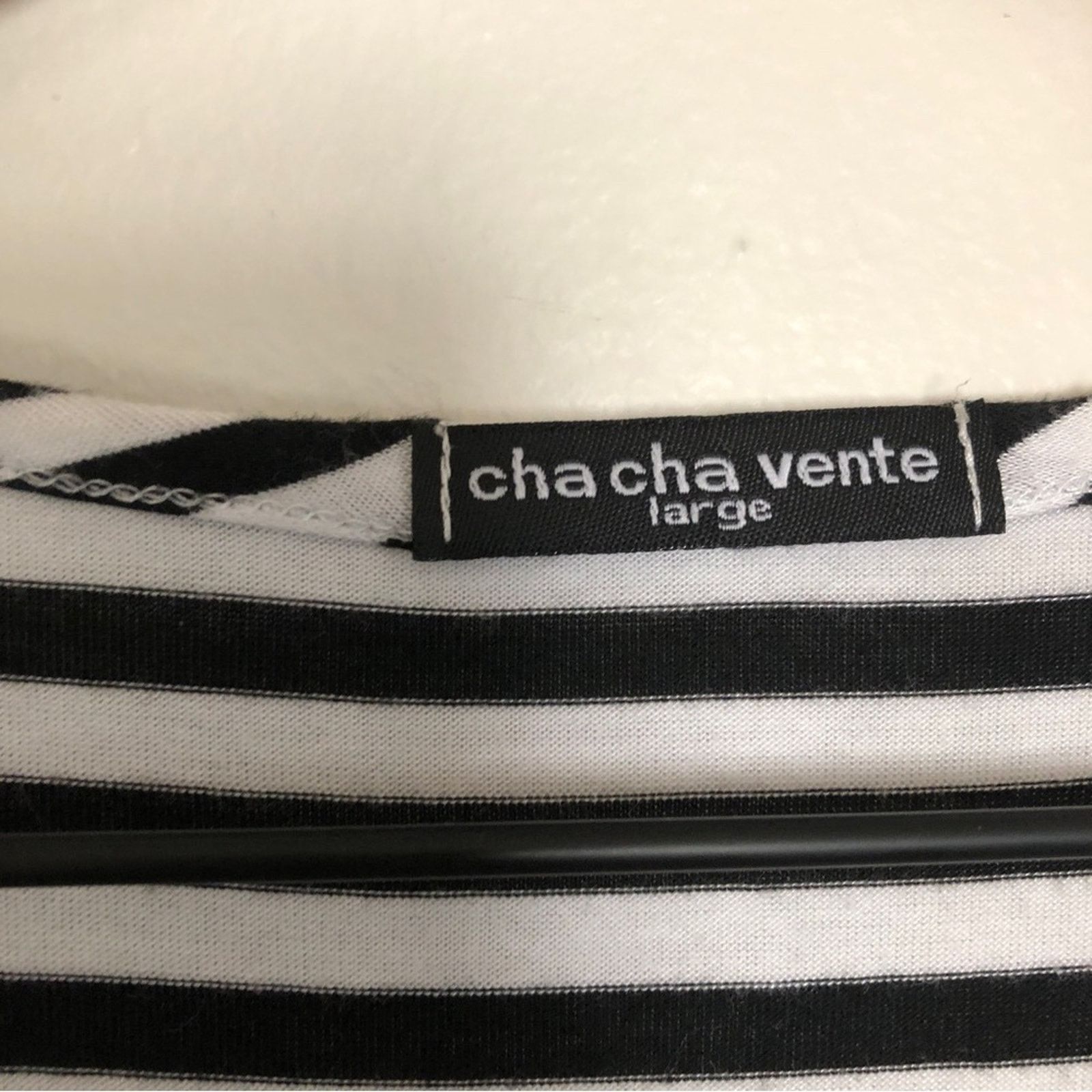 Other Cha Cha Vente Black White Stripe Tie Sleeve Shirt Blouse Top Size L / US 10 / IT 46 - 2 Thumbnail
