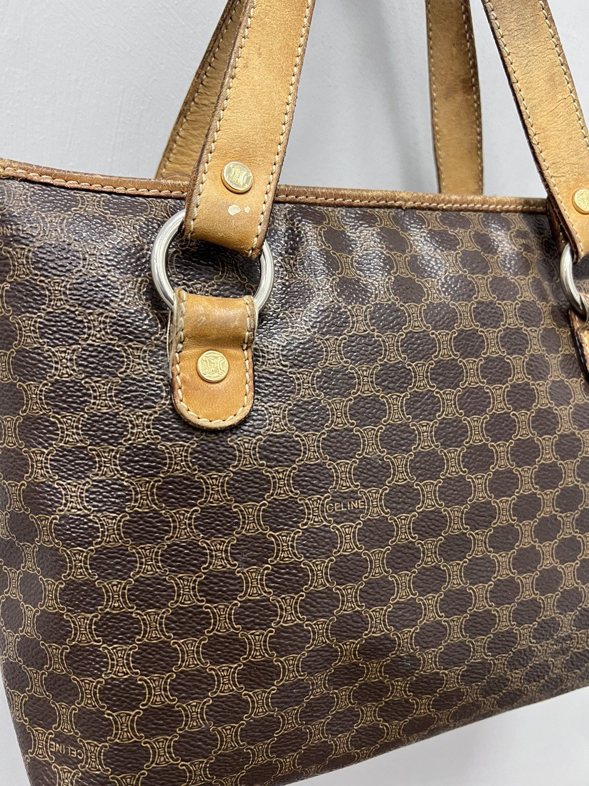 Celine × Vintage Authentic MONOGRAM LEATHER Vintage CELINE Bag MINI Size ONE SIZE - 2 Thumbnail
