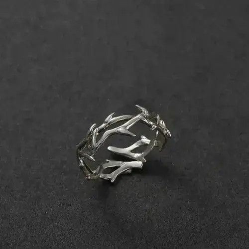 Jewelry Punk Irregular Thorns Couple Ring Adjustable in Silver, Men's