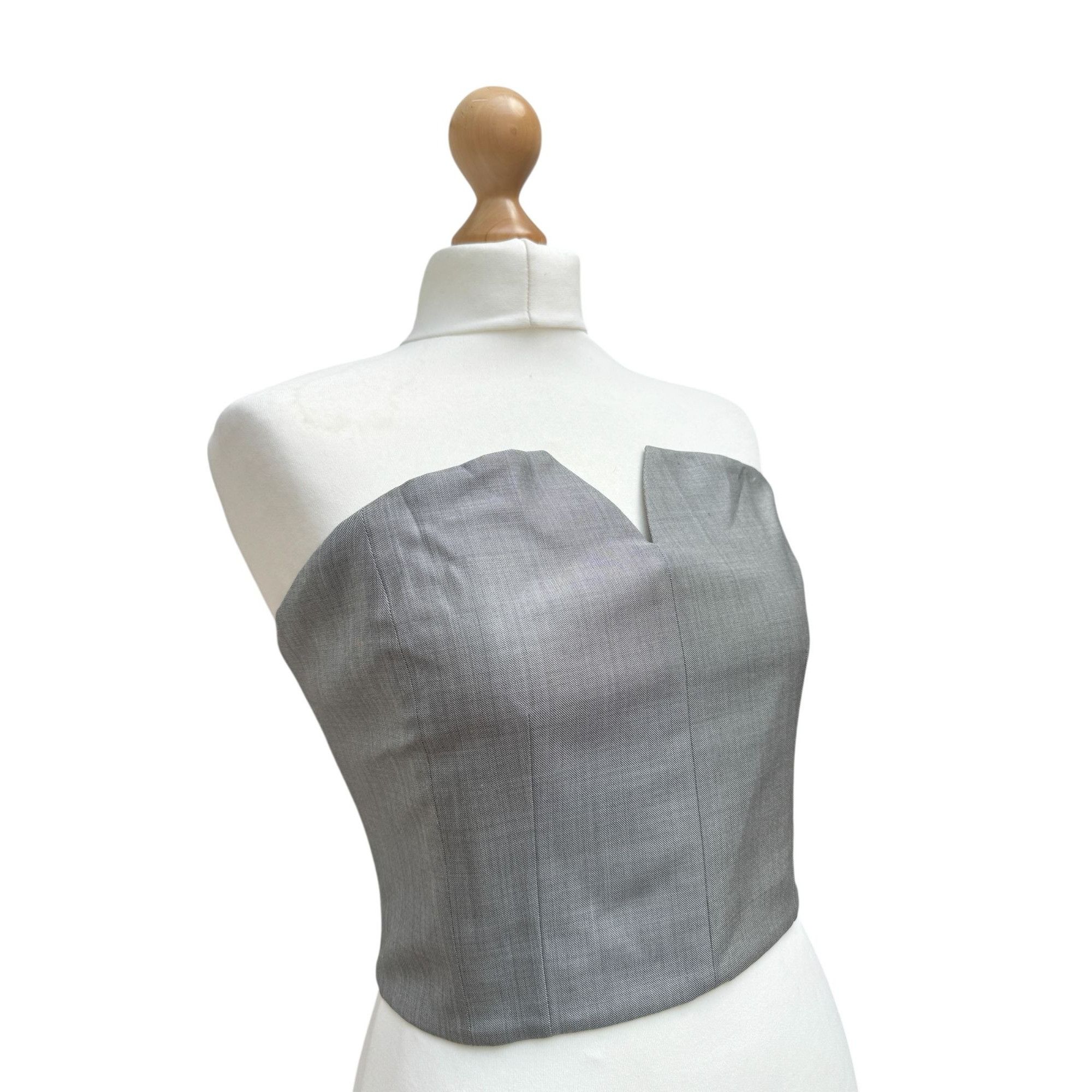 Yves Saint Laurent Grey Wool-Silk Bustier Top Size M / US 6-8 / IT 42-44 - 4 Thumbnail