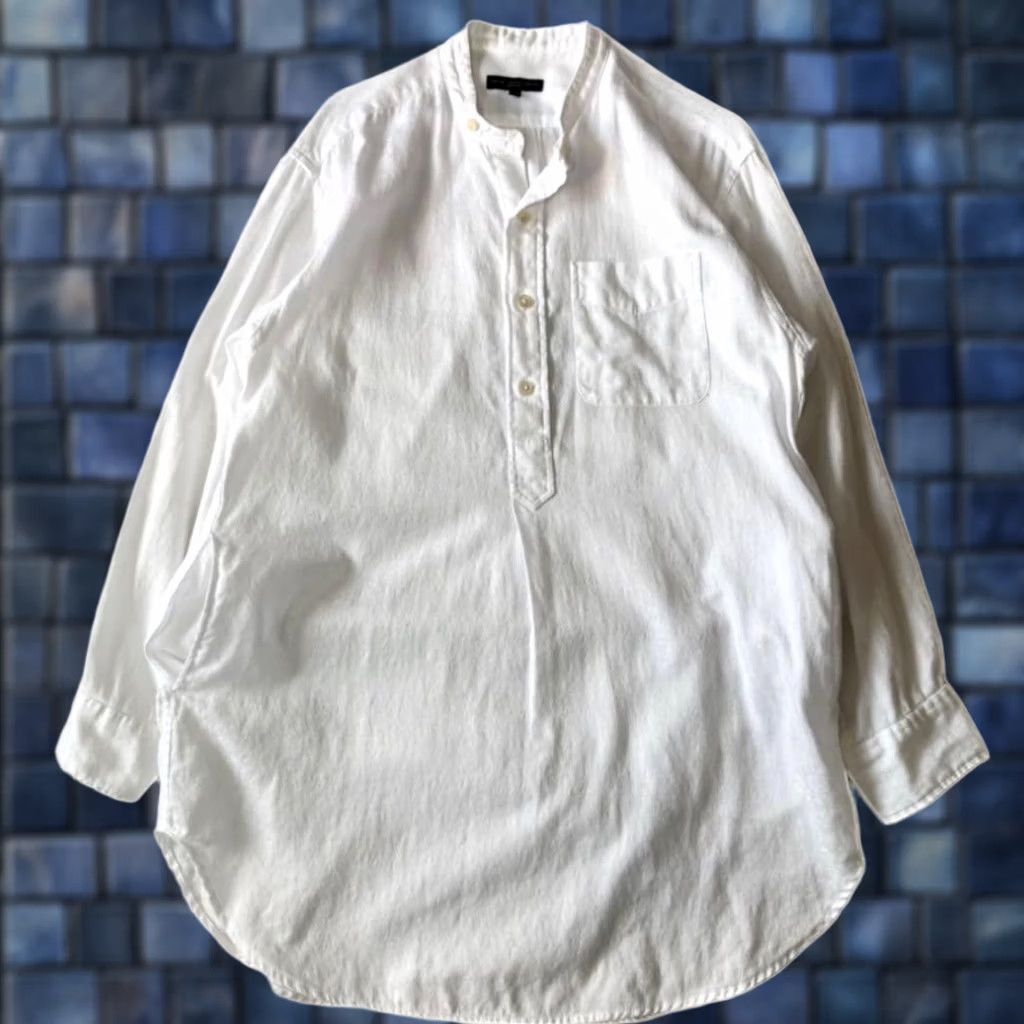 Engineered Garments Engineered Garments Shirt XS White Button-Up Band Collar Pullover Short? Long Sleeve, Cotton, Casual Mens Size US XS / EU 42 / 0 - 1 Thumbnail