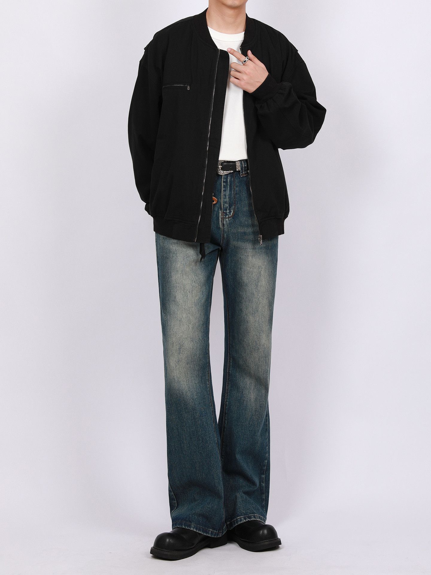 Japanese Brand × Jean American loose straight distressed cleanfit flared jeans Size US 32 / EU 48 - 3 Thumbnail