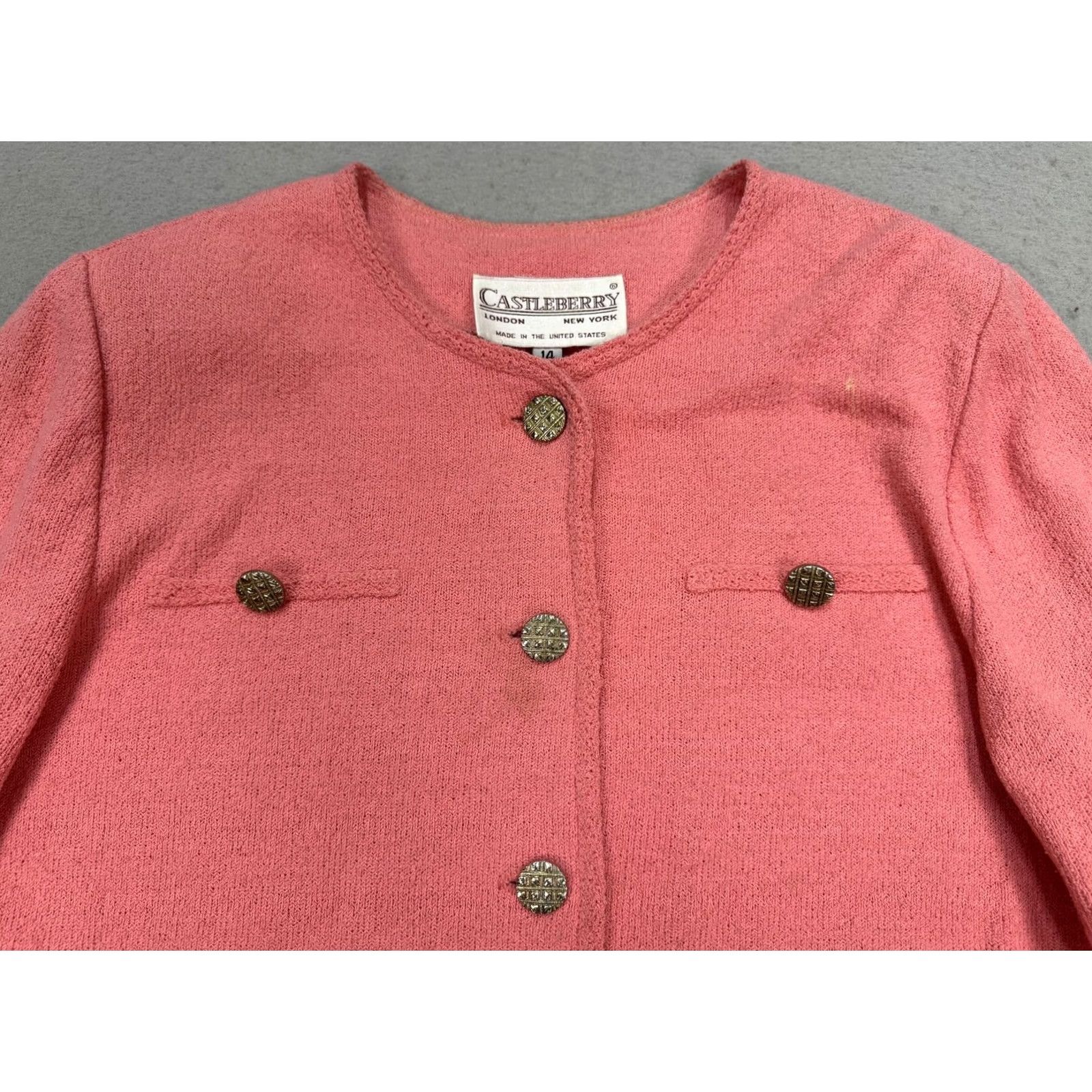 Pinko Vintage Castleberry Cardigan Pink Womens 14 Knit Button Front USA Size XL / US 12-14 / IT 48-50 - 5 Thumbnail