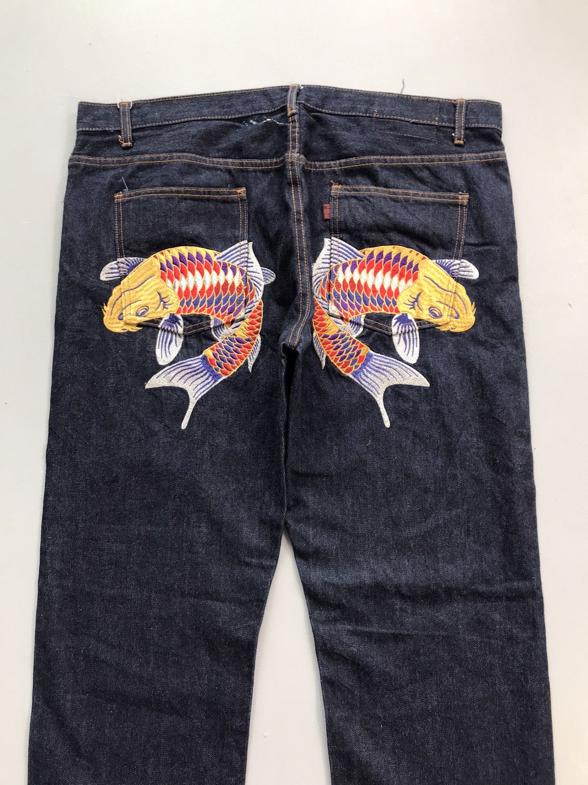 Japanese Brand Vintage Japanese brand koi fish embroidered diecock denim Size US 42 / EU 58 - 8 Thumbnail