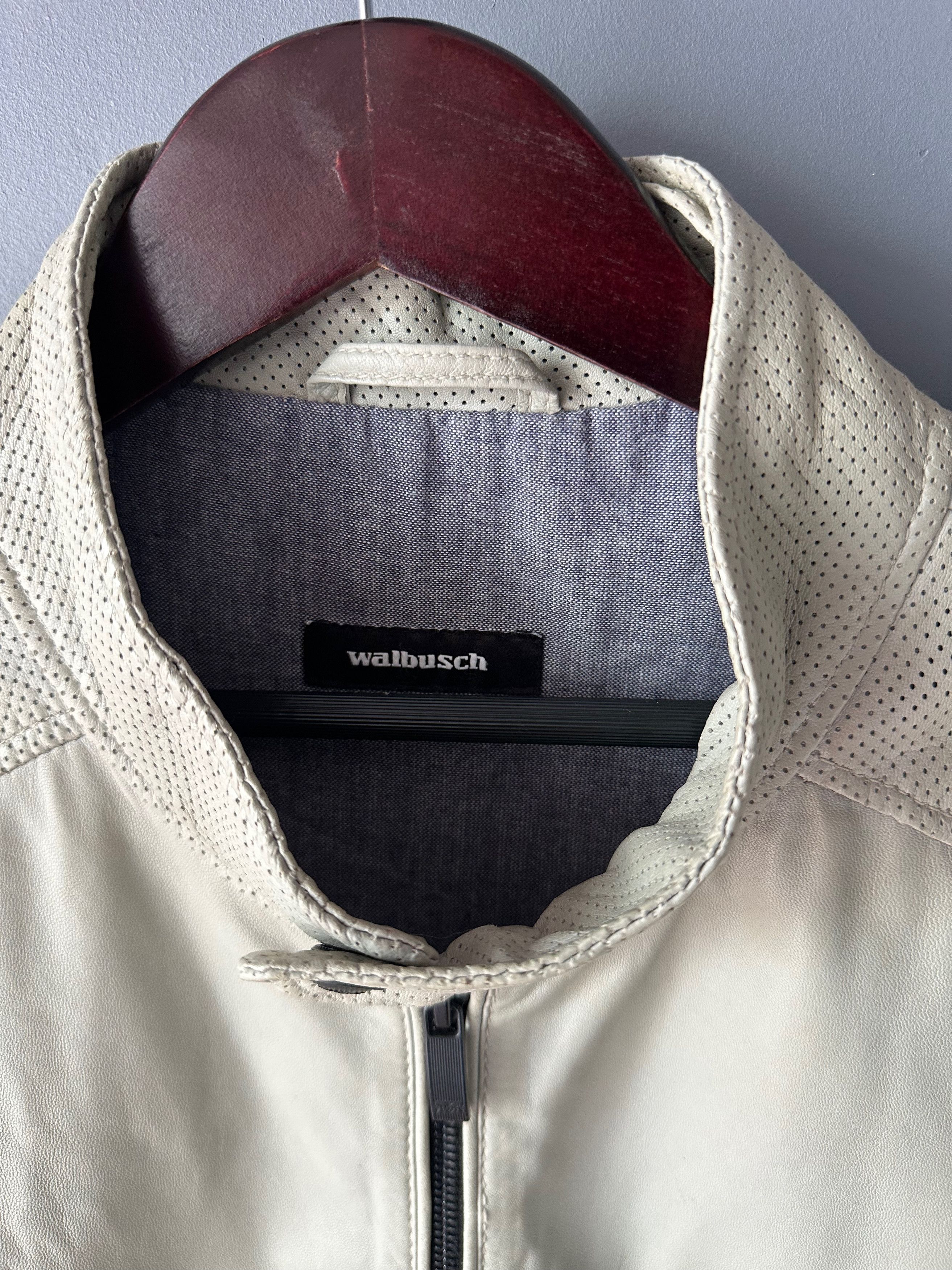 Leather Walbusch Lamb Nappa Leather cream jacket Size US L / EU 52-54 / 3 - 8 Thumbnail