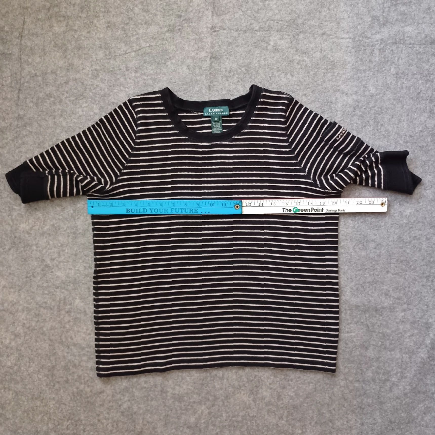Ralph Lauren Lauren Ralph Lauren Women Sweater 1X Black Striped Short Sleeve Pocket Logo Size XL / US 12-14 / IT 48-50 - 4 Thumbnail