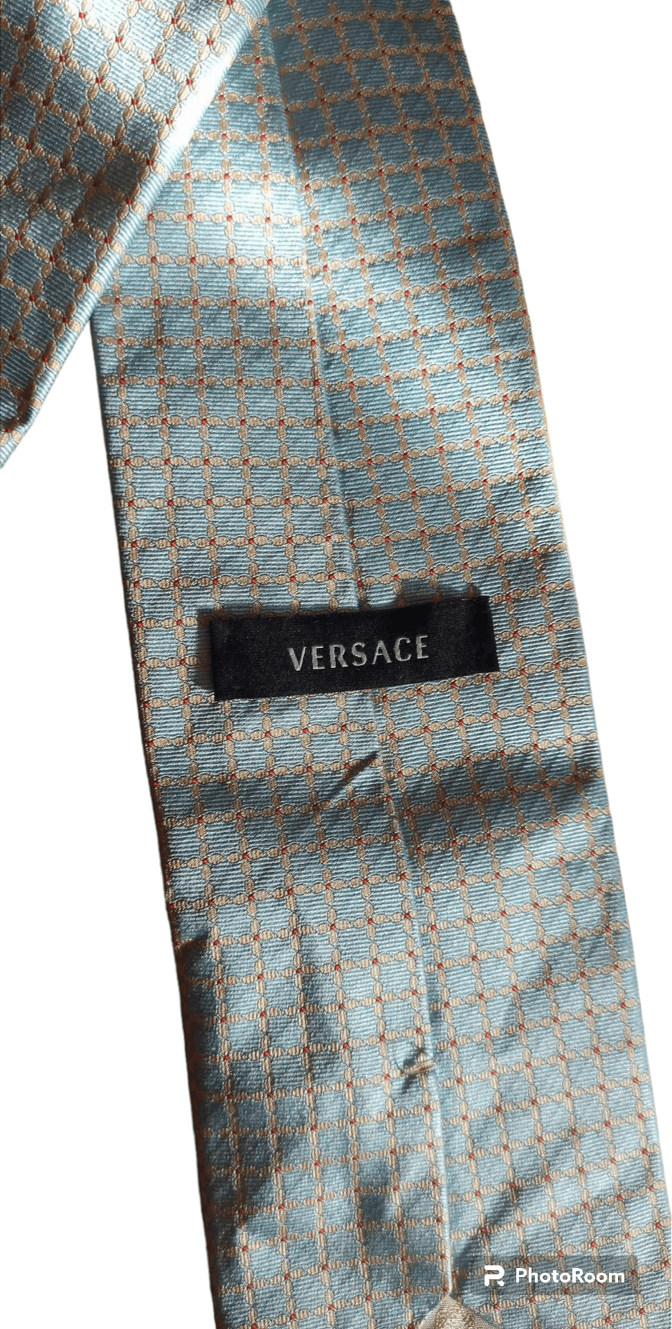 Vintage Beautiful pattern Versace Baby Blue Tie with Medusa head Size ONE SIZE - 3 Preview