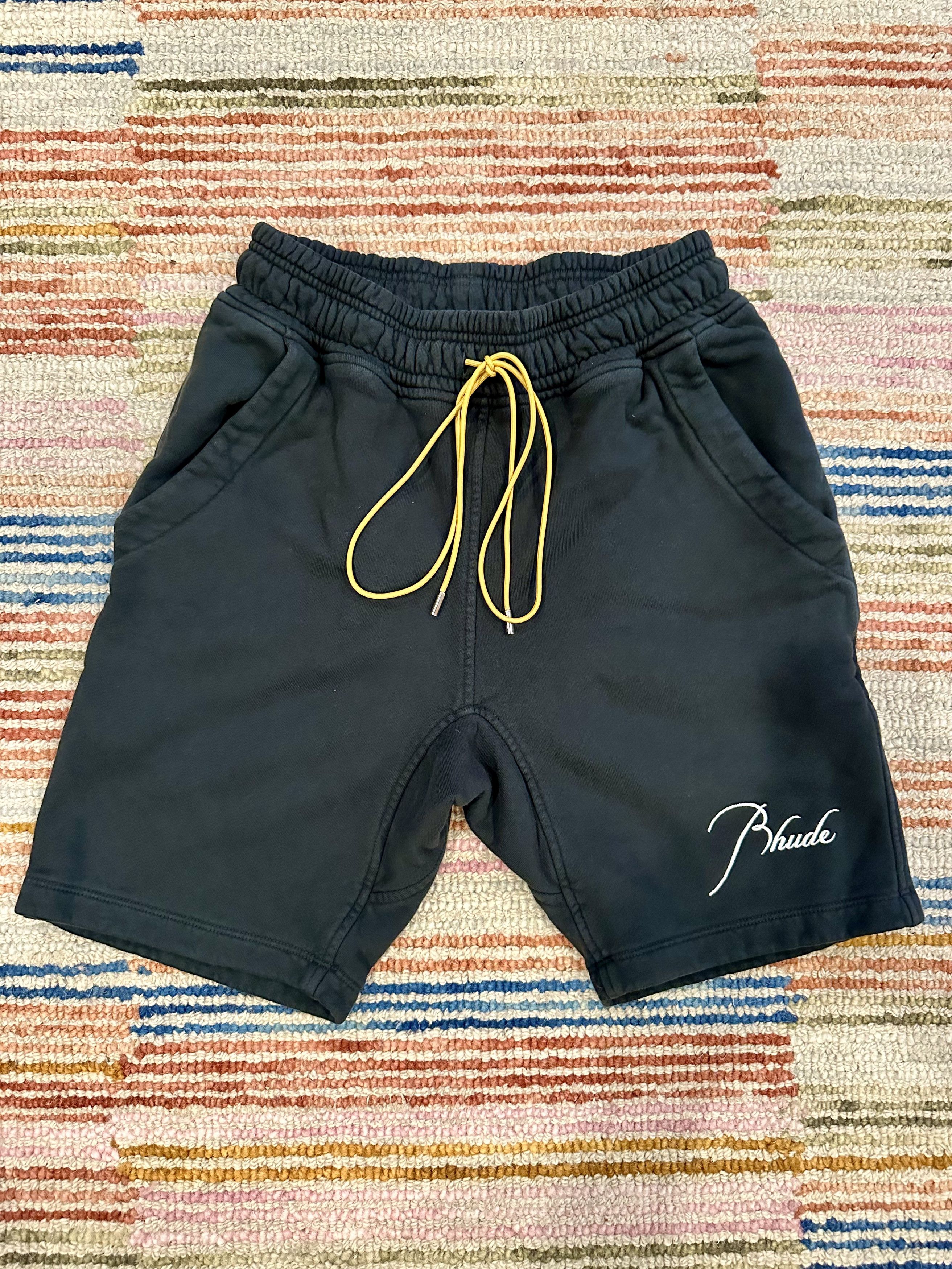 image of Rhude Vintage Black Sweat Shorts, Men's (Size 26)
