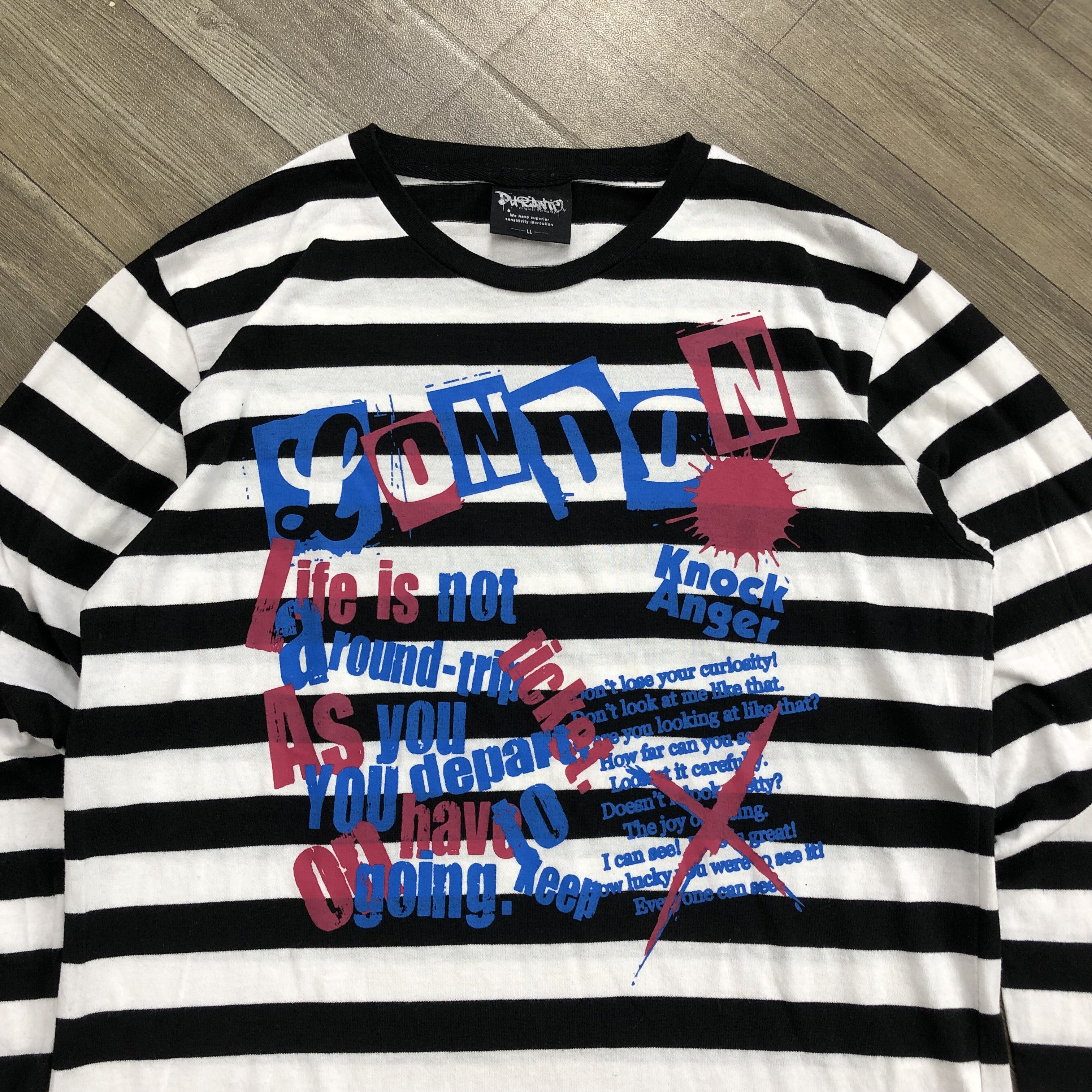 If Six Was Nine 2000s Durante Poem Cross Lgb Punk Goa Striped LongSleeve Size US M / EU 48-50 / 2 - 2 Thumbnail