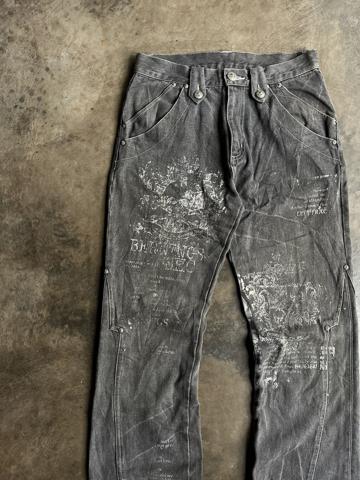 Tornado Mart Bernings Sho Flare Gothic Poem Boot Cut Wash Denim Pants Size US 30 / EU 46 - 3 Thumbnail
