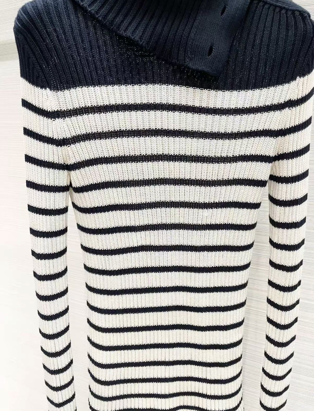 Dior Dior Classic Blue & White Striped Turtleneck Knit Top J33 Size XS / US 0-2 / IT 36-38 - 6 Thumbnail