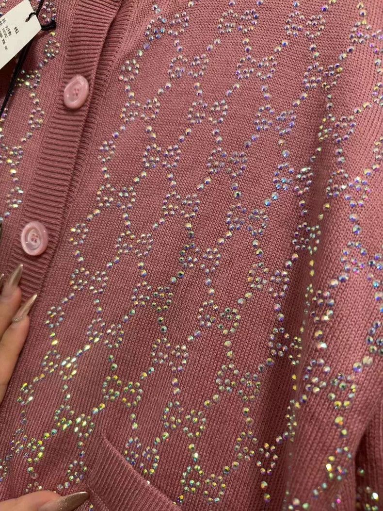 Gucci Gucci Pink rhinestone double g knitted cardigan sweater 250 Size US S / EU 44-46 / 1 - 6 Thumbnail