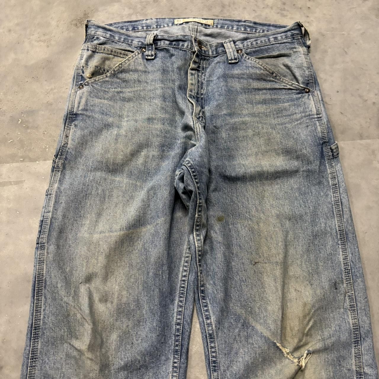 Japanese Brand × Vintage Crazy Vintage Y2K/2000s Baggy Grunge Light Wash Streetwear Skater Carpenter Denim Jeans! Size US 34 / EU 50 - 5 Thumbnail