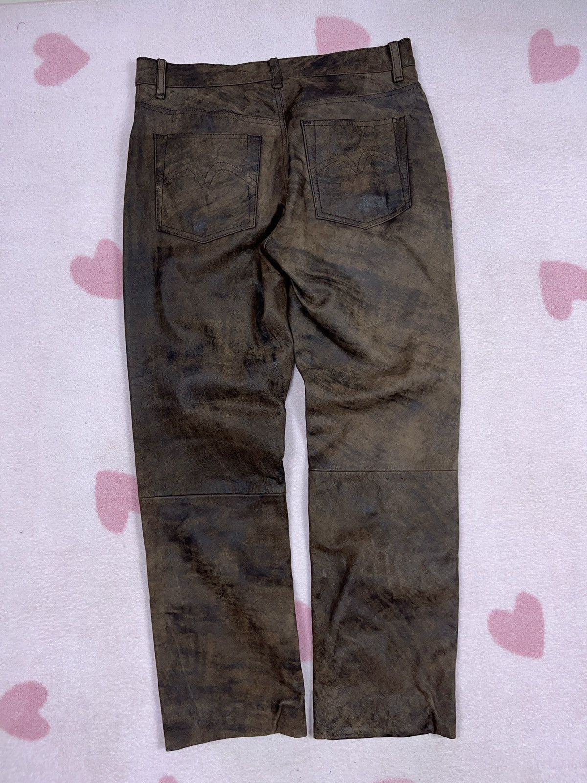Genuine Leather ➕ sick fade vintage brown leather patina avant garde pants Size US 32 / EU 48 - 2 Thumbnail
