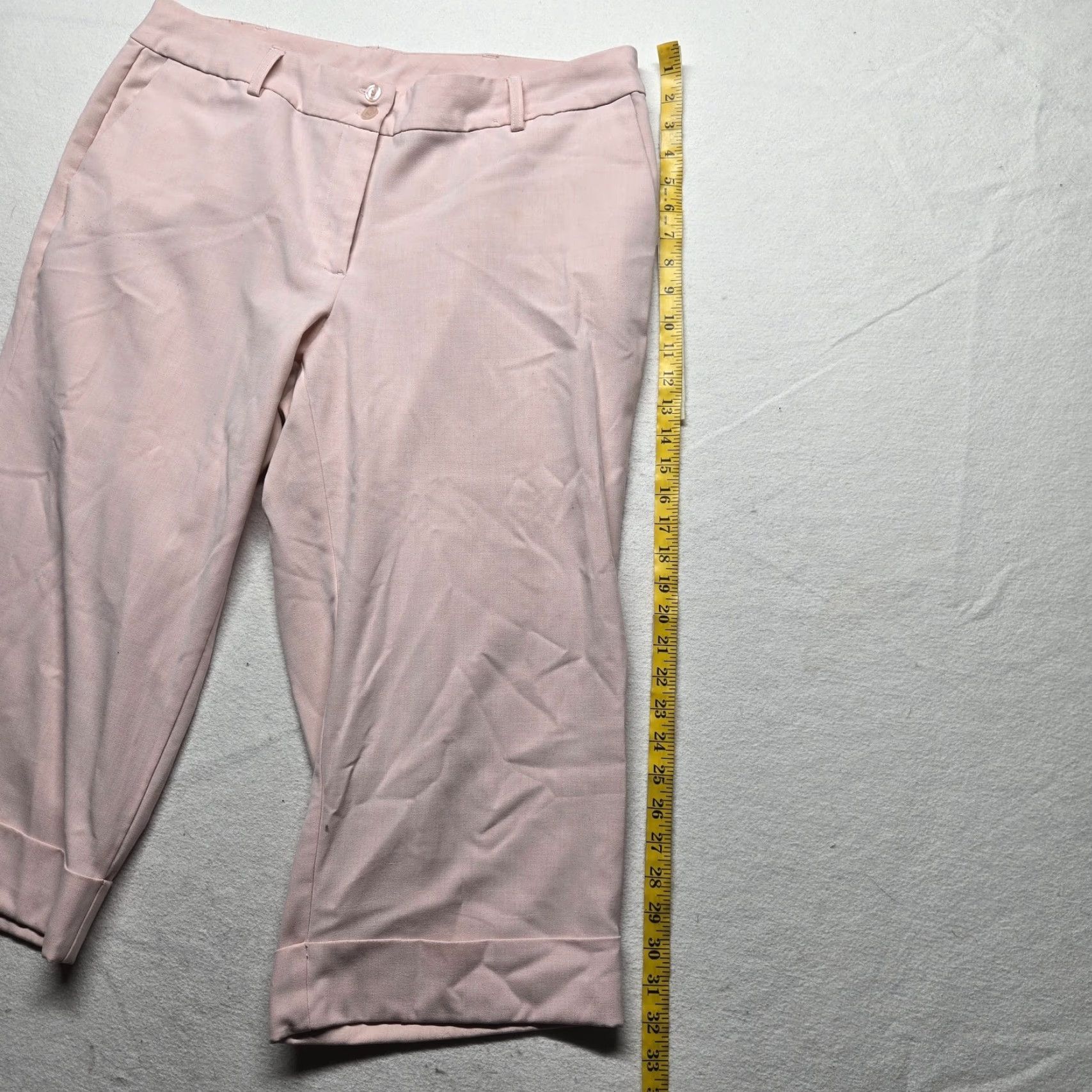 Avenue VINTAGE Avenue Women's Capri Pants Size 16 Cotton Spandex Solid Light Pink Casual Summer Size 38" / US 16 / IT 52 - 7 Thumbnail