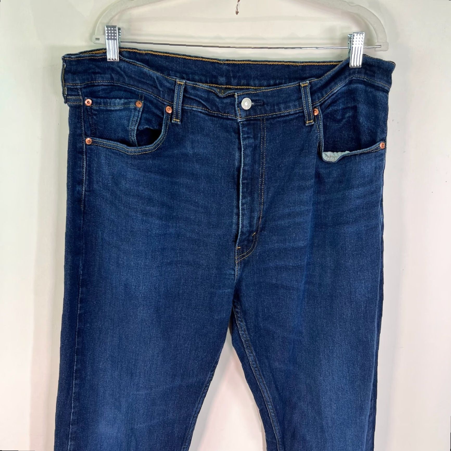 Levi's Levi's 505 Classic Regular Straight Jeans Men's Size 40 Blue Dark Wash 40X32 Size US 40 / EU 56 - 2 Thumbnail