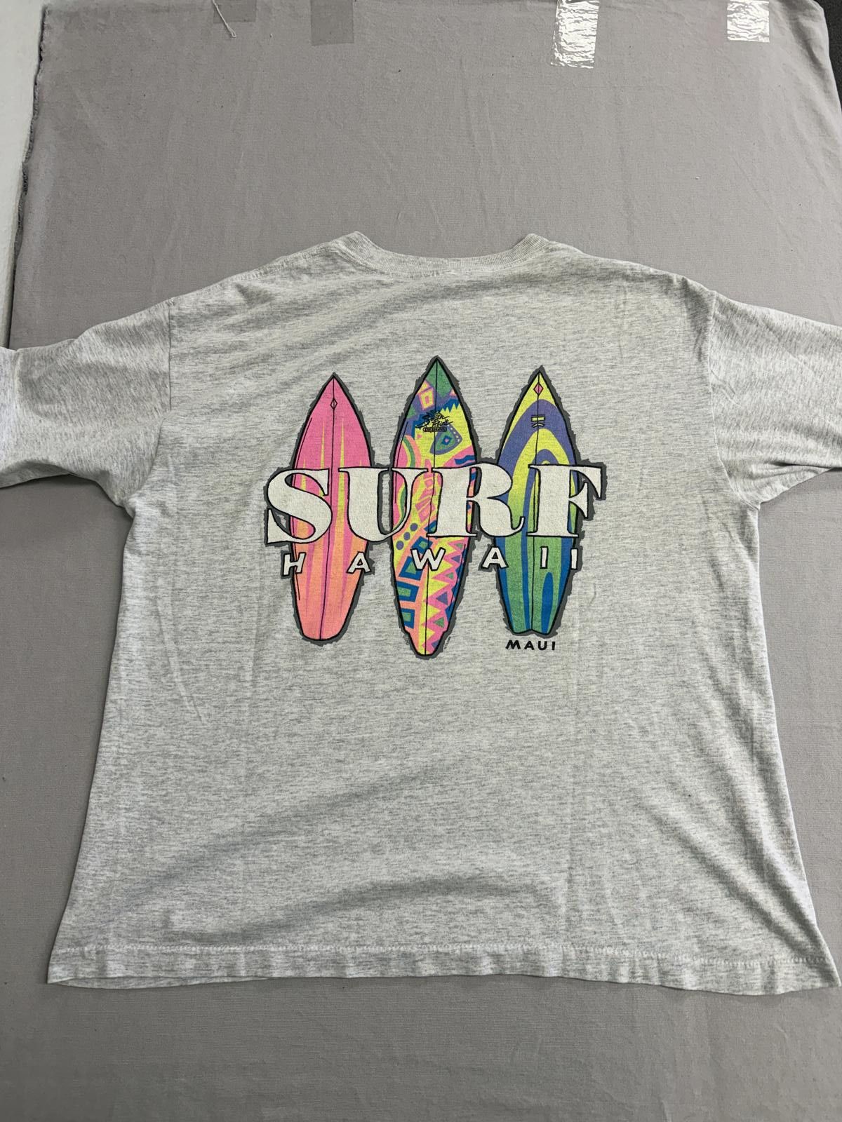 Vintage Surf Maui Hawaii T-shirt Neon Surfboard Tee XL