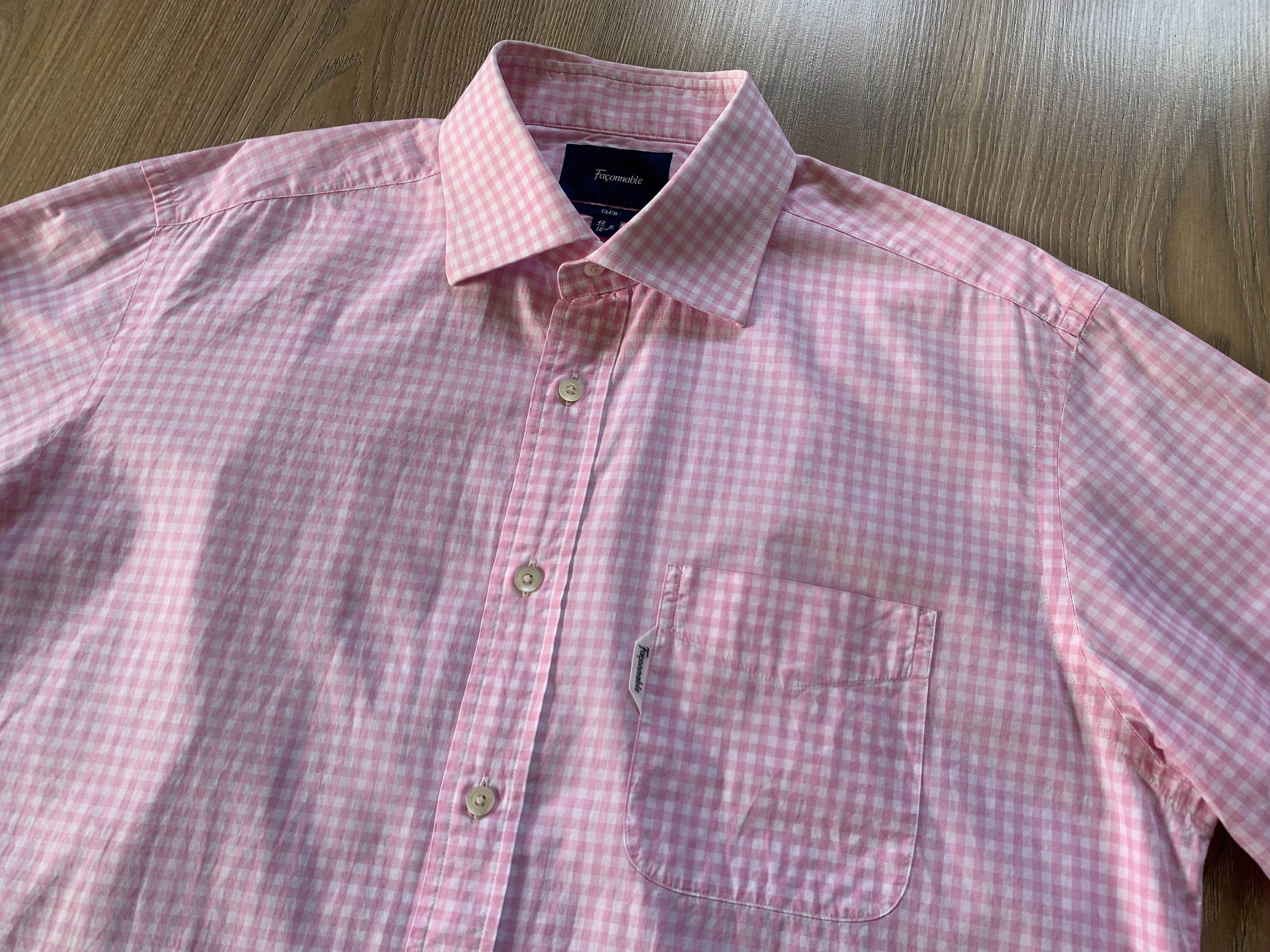 Faconnable Faconnable Club Mens Pink Plaid Long Sleeve Shirt Size US M / EU 48-50 / 2 - 4 Thumbnail