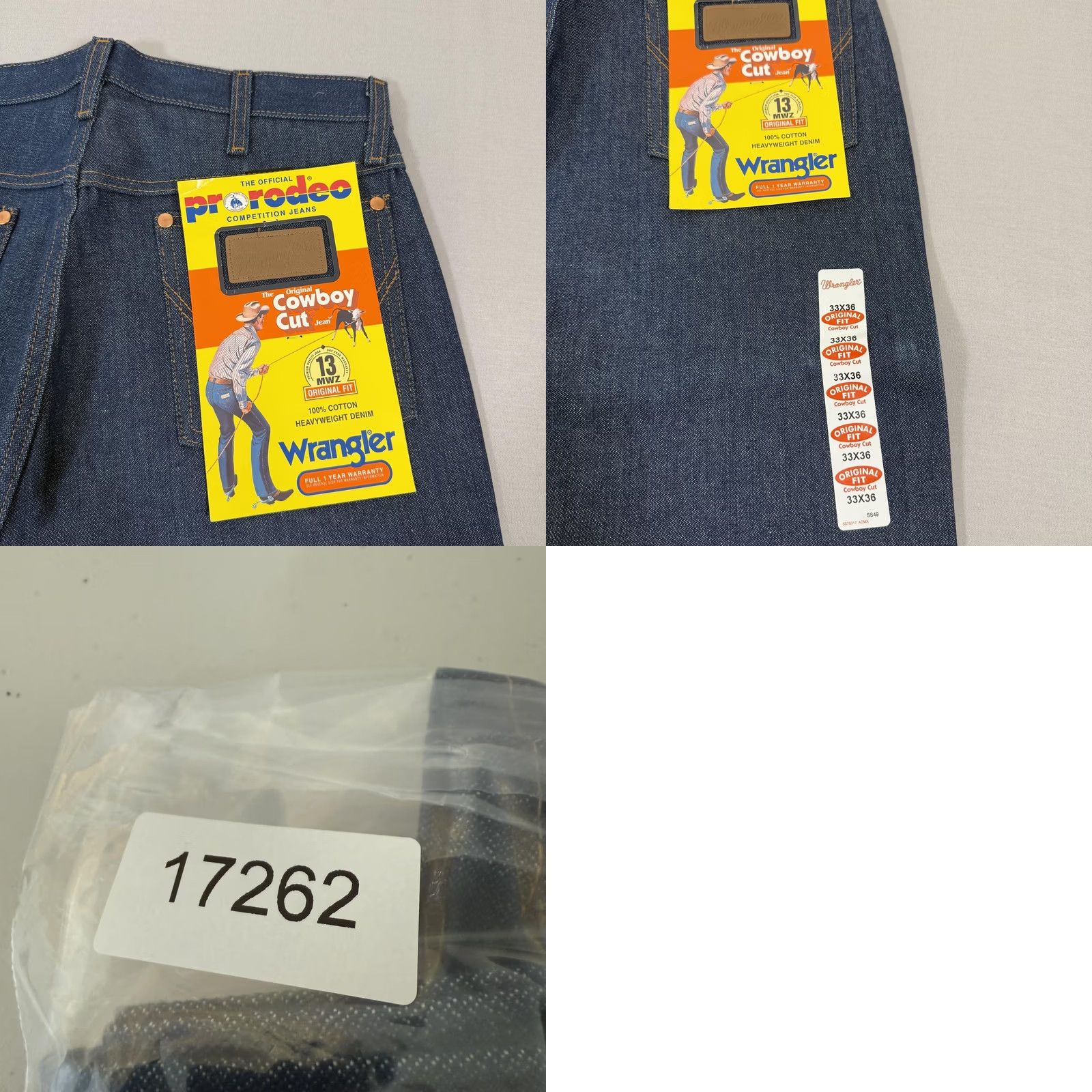 Wrangler Wrangler Mens Jeans 33x36 Blue 13MWZ Straight Fit Cowboy Cut Denim Pants Size US 33 - 9 Thumbnail