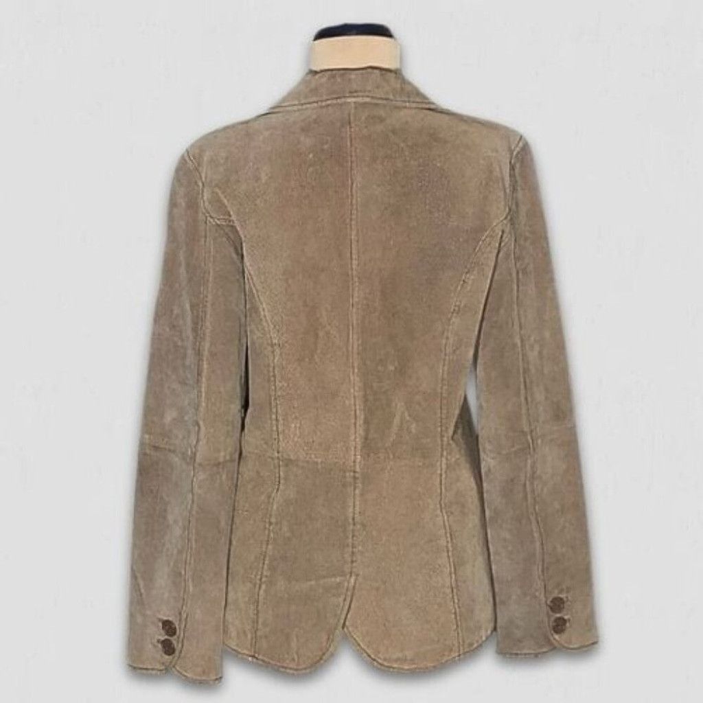 Vintage Y2K Blazer Coat Genuine Suede Leather Lined Camel Brown M Size L / US 10 / IT 46 - 2 Thumbnail