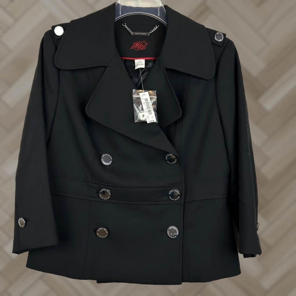 WHBM Blazer Womens 10 Black Lined Double-Breasted Jacket Shirt?