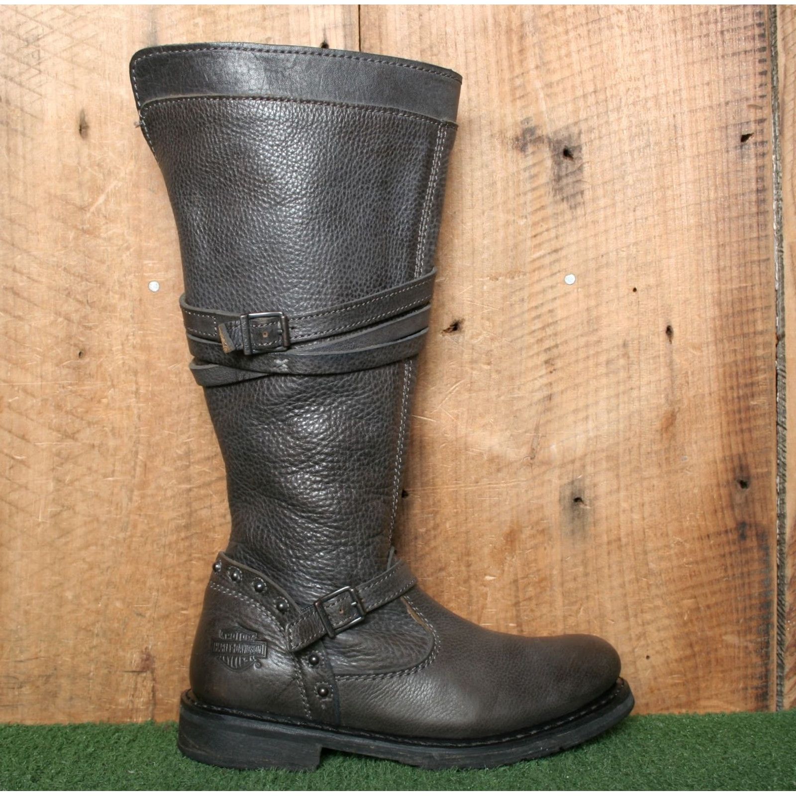 Harley Davidson HARLEY-DAVIDSON Cyndie Slate Gray Leather Knee High Buckle Strap Boots 6.5 M Womens Shoe Shaft Style Knee High Boot Size US 7 / IT 37 - 2 Thumbnail